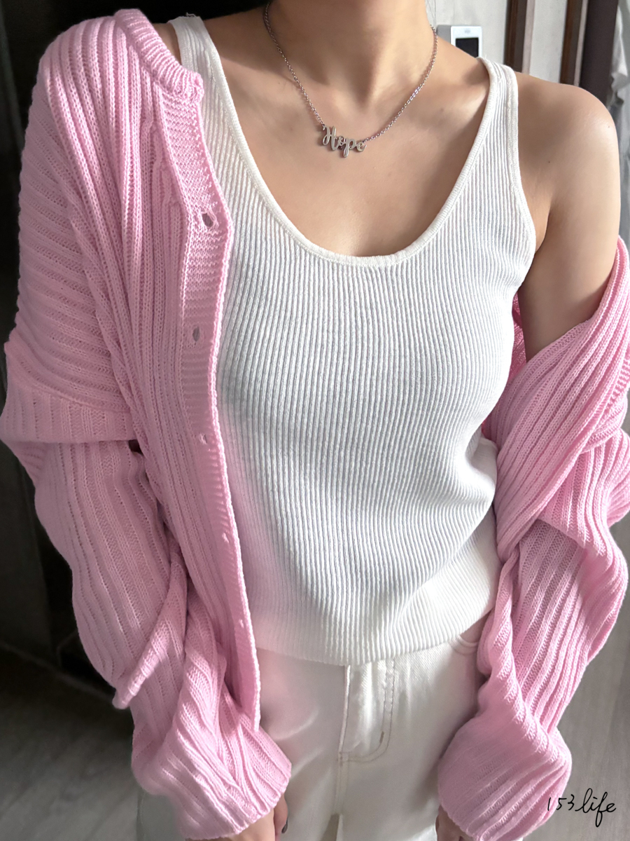 A12歐美隨性大圓領坑條亞麻背心(4色)