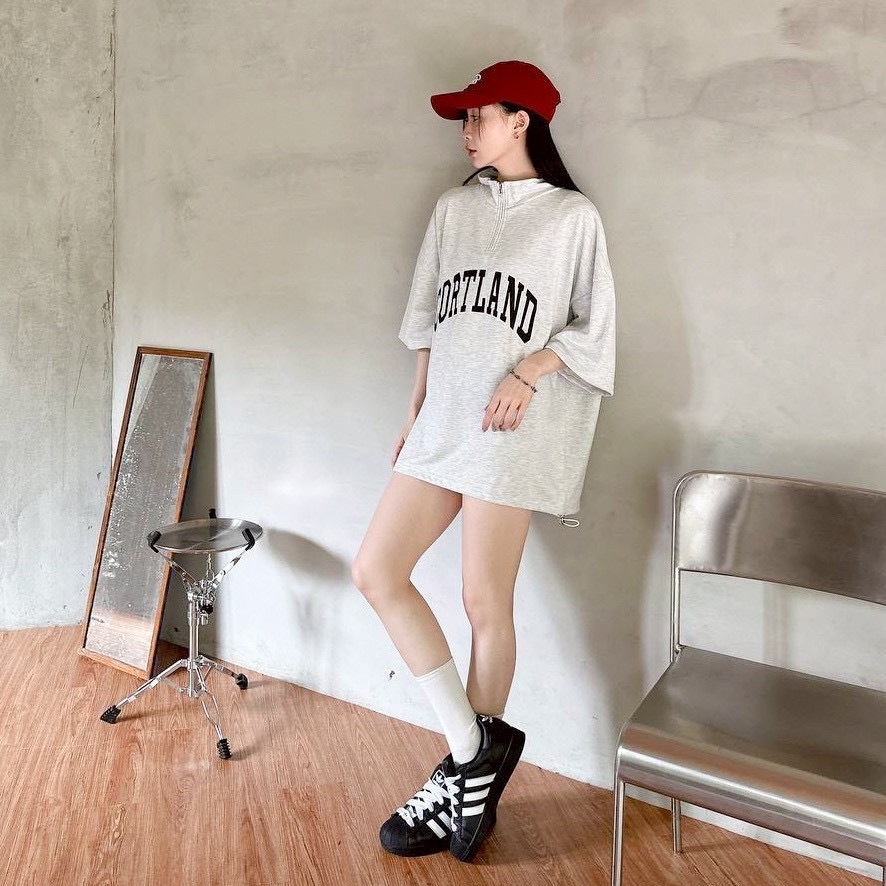 CORTLAND 立領 刺繡 休閒 拉鍊 短袖