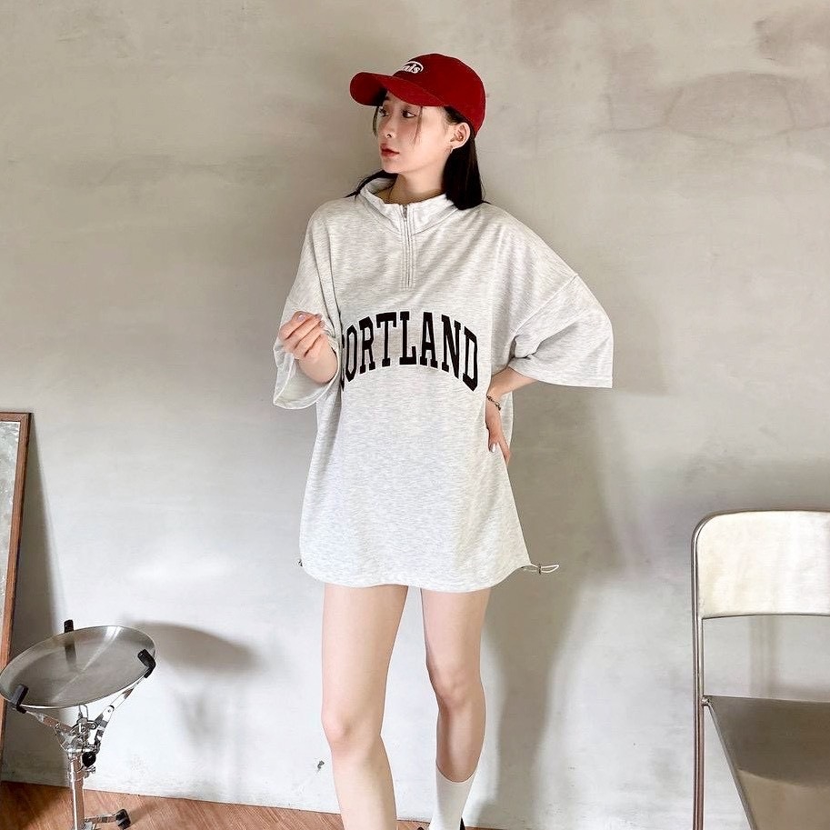 CORTLAND 立領 刺繡 休閒 拉鍊 短袖