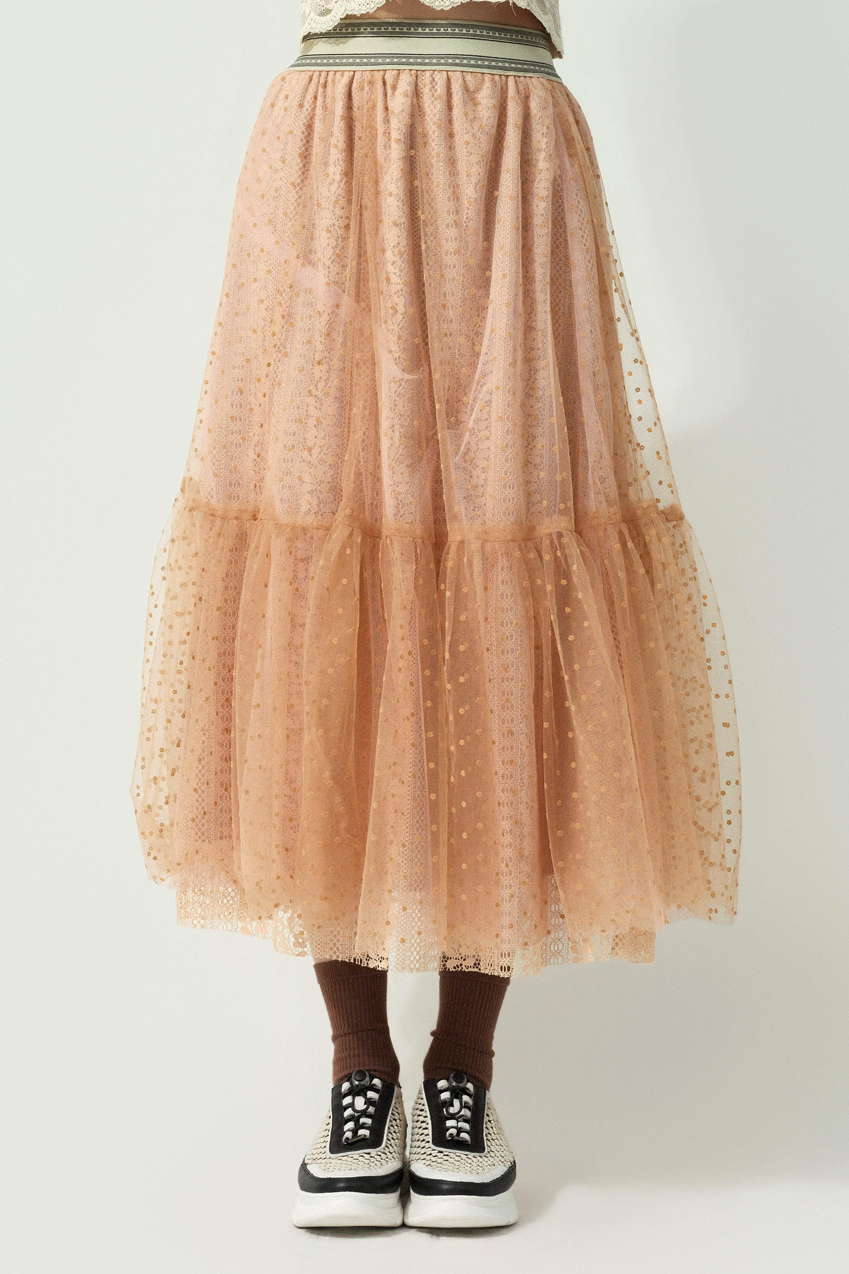 波點網紗蕾絲傘裙（預購產品）