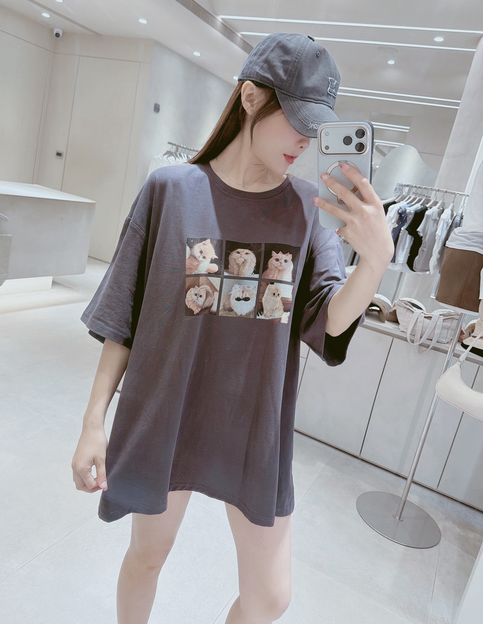 六格趣味貓咪圖片棉質衣