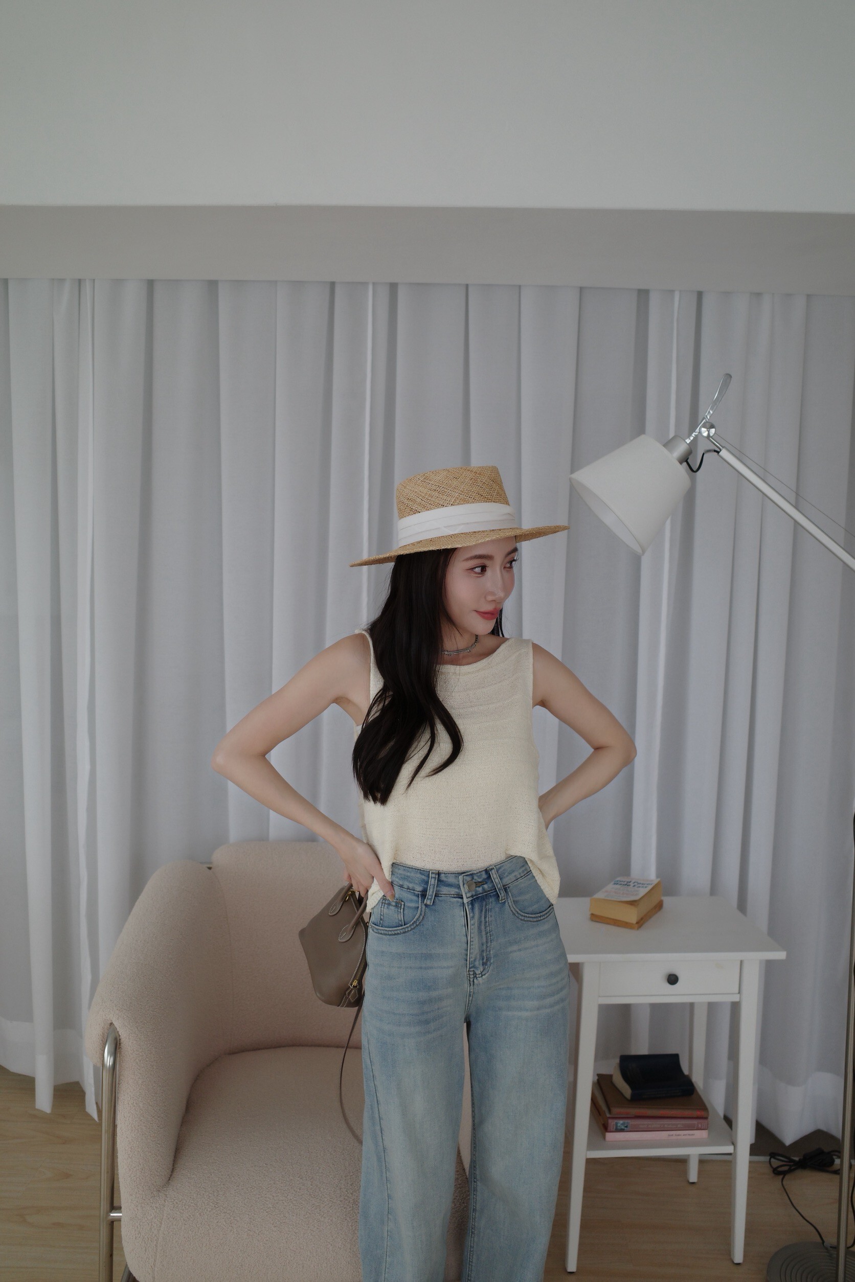 (預購)#AN40 平領立體鉤織背心(深灰/淺灰/米杏/藍)