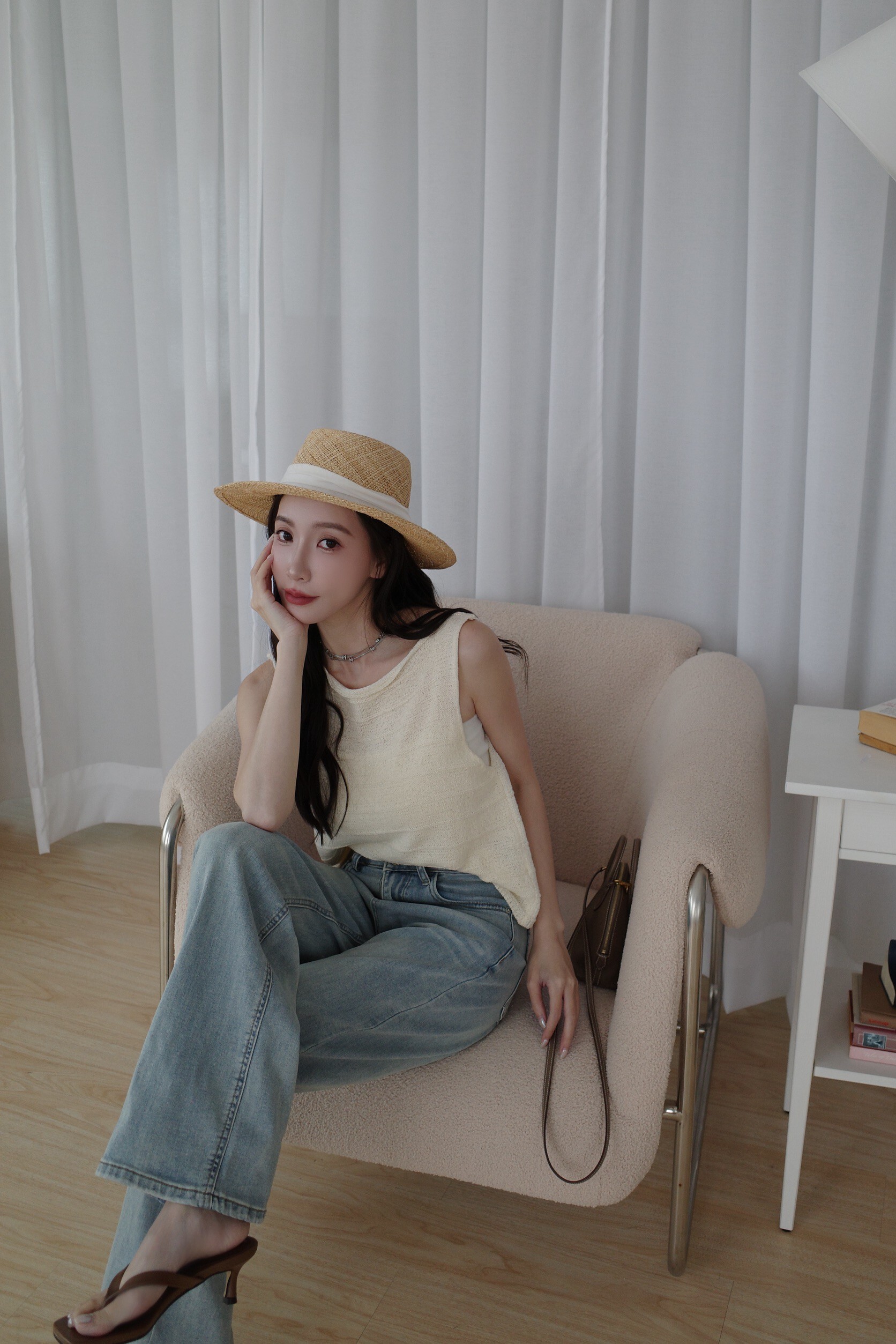 (預購)#AN40 平領立體鉤織背心(深灰/淺灰/米杏/藍)