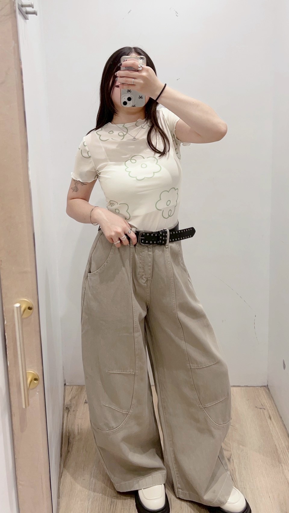 小花透膚短袖上衣