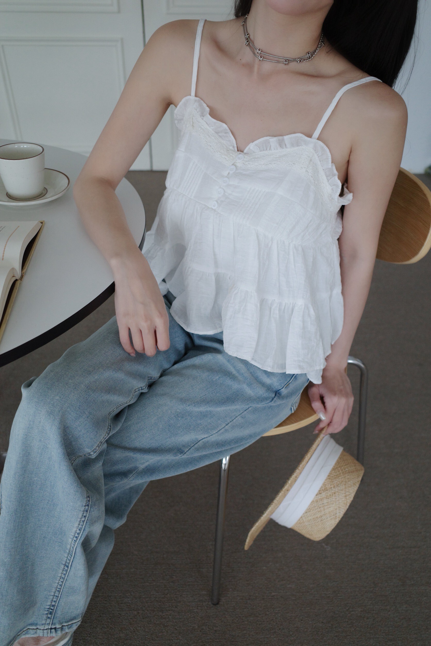 (預購)#AN12 小仙女要有的雙層荷葉背心(白/藍/黃/粉)