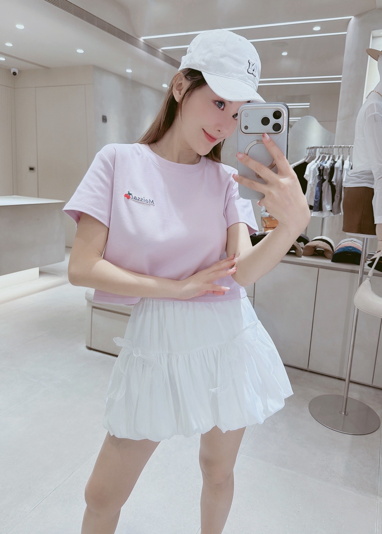 胸口櫻桃刺繡棉質上衣