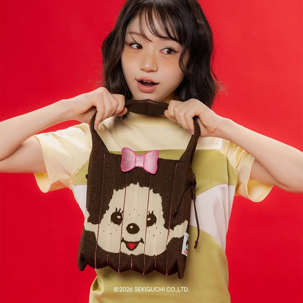 JOSEPH & STACEY LPK S STARRY Monchhichi Girl Brown with Ribbon Wappen Pink