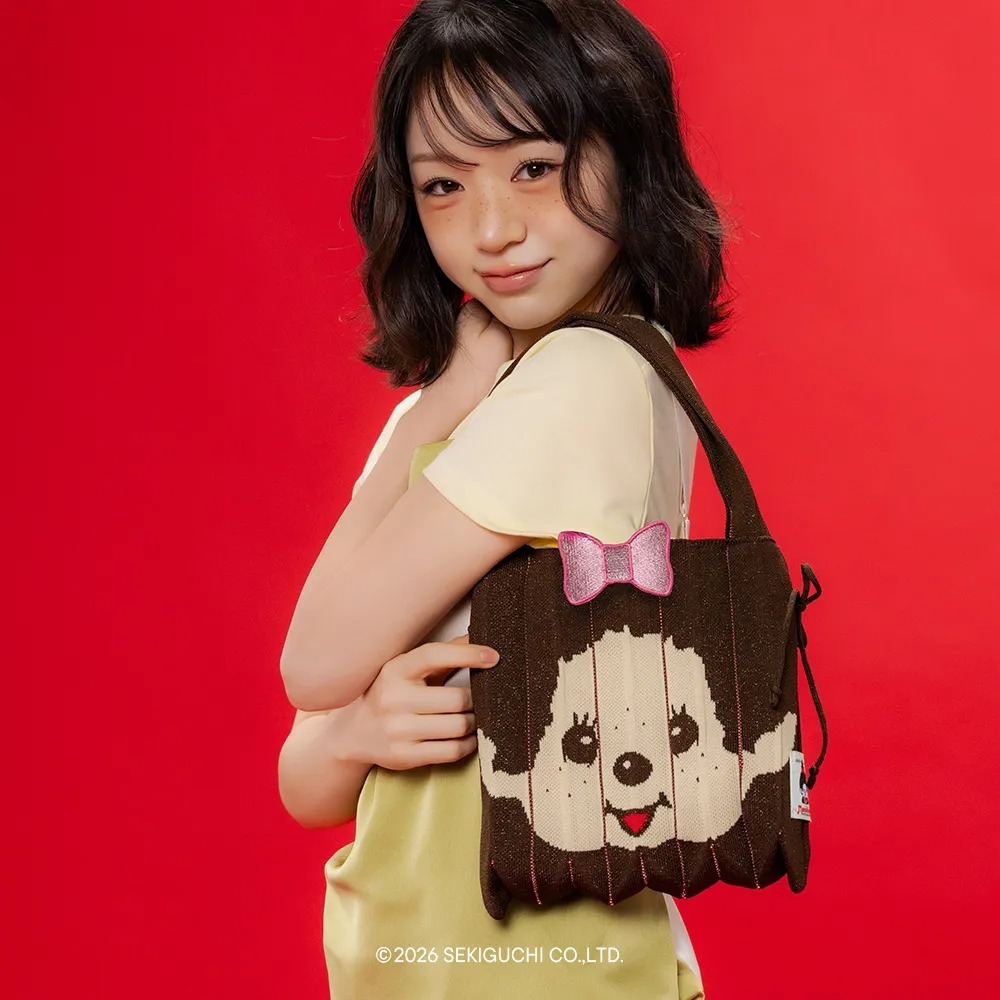 JOSEPH & STACEY LPK S STARRY Monchhichi Girl Brown with Ribbon Wappen Pink