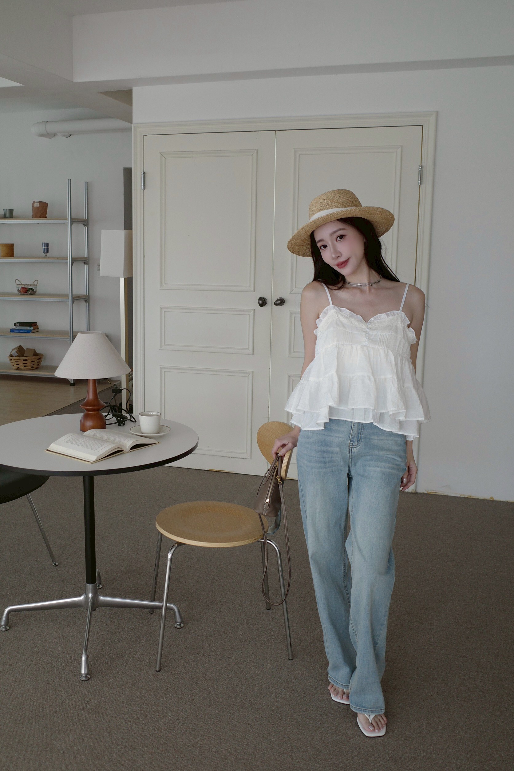 (預購)#AN46 彈力顯瘦直筒褲(淺藍)