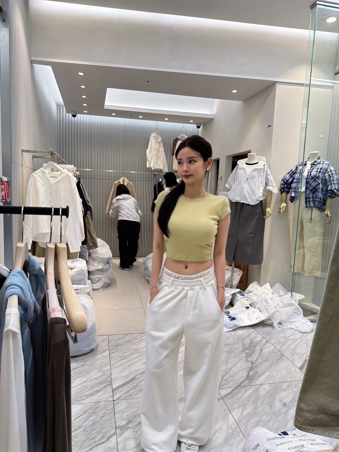 H402拼接蕾絲棉褲