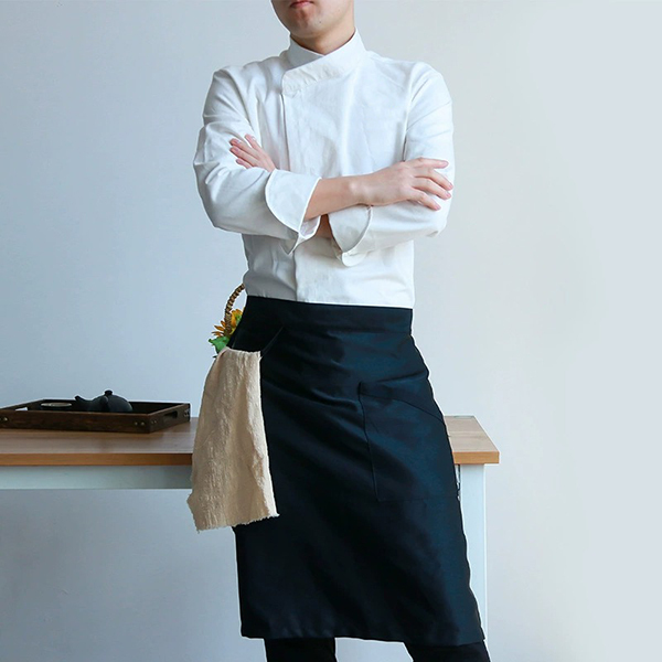 餐旅用七分袖素面暗扣廚師服