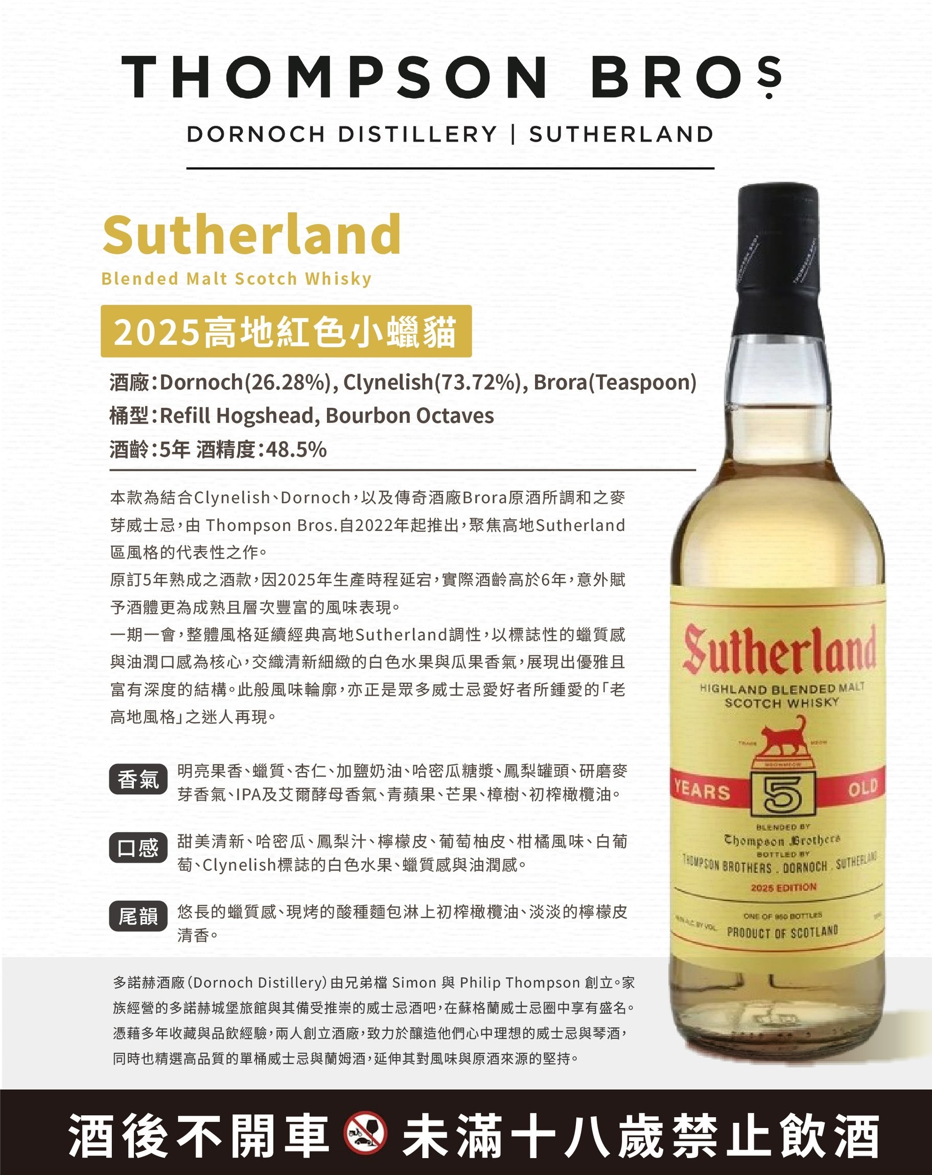 Highland Blended Malt 5YO (IV) 48.5% Thompson Bros. (預售 - 預計4月尾到貨！）