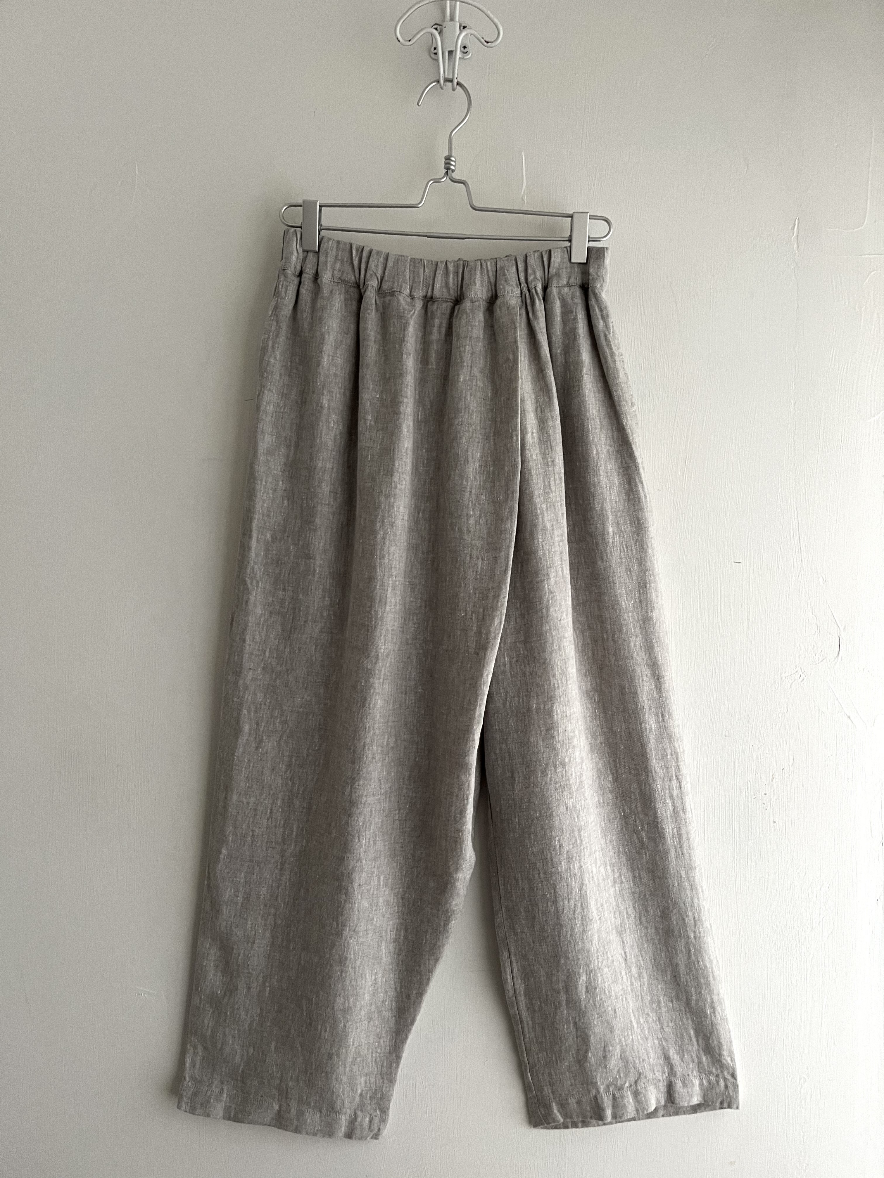 ⑨麻色麻質全橡筋闊褲