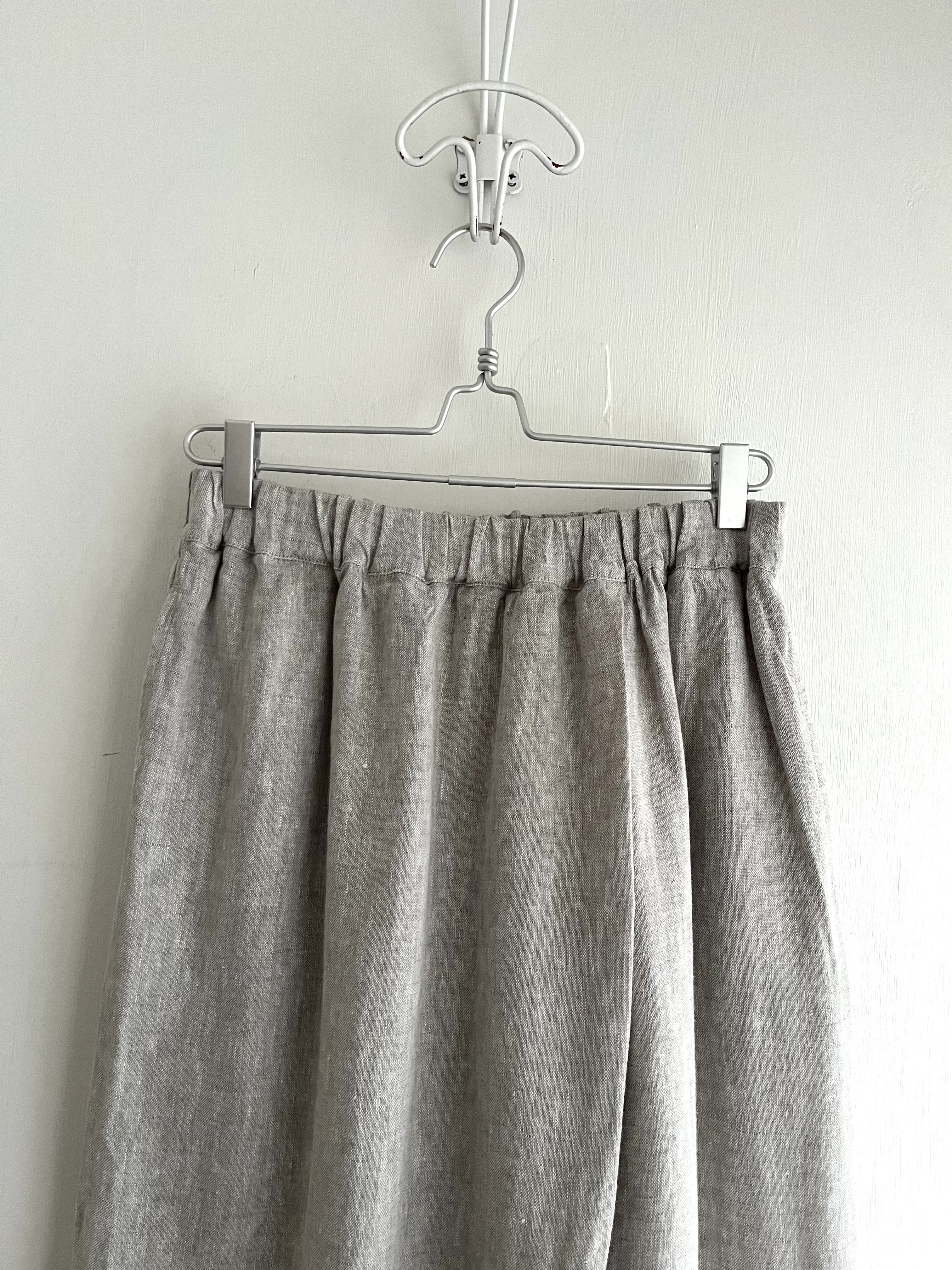 ⑨麻色麻質全橡筋闊褲