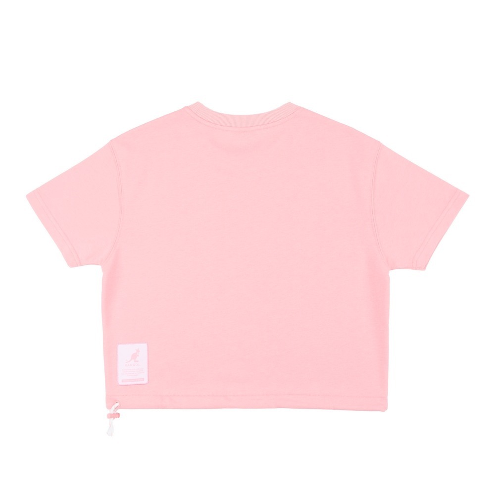 【Kangol】女款短版T｜短版修身 舒適親膚-粉色