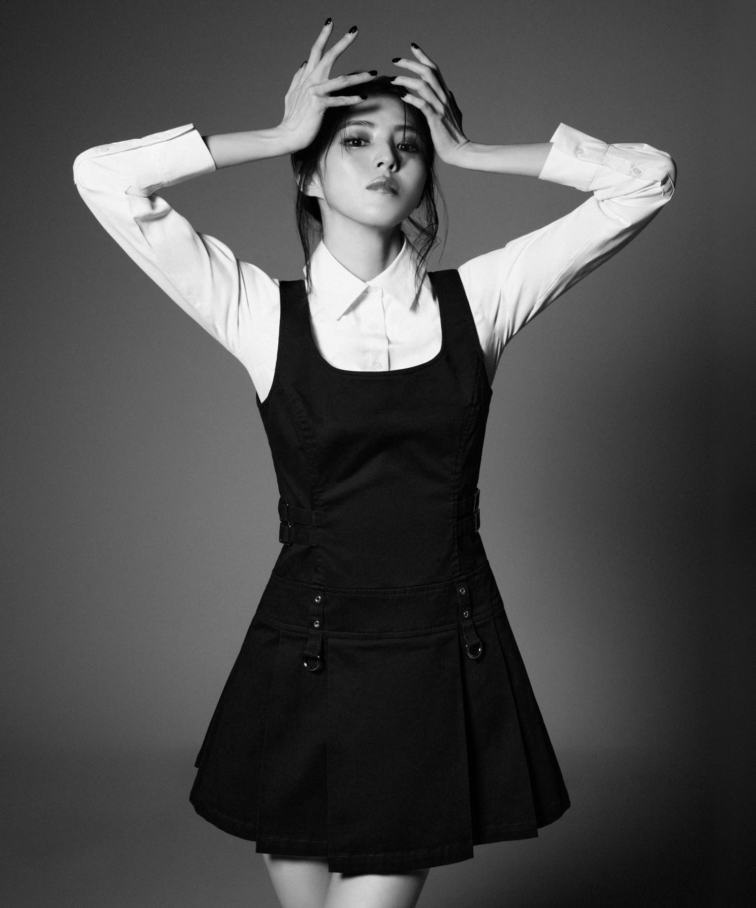 MUSINSA STANDARD WOMAN 女款百褶迷你洋裝 黑色 MWFOP6C04-BK