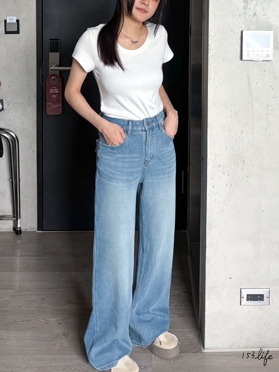 P5𝑙𝑎𝑑𝑦.四面彈直腿落地牛仔寬褲(S-L)