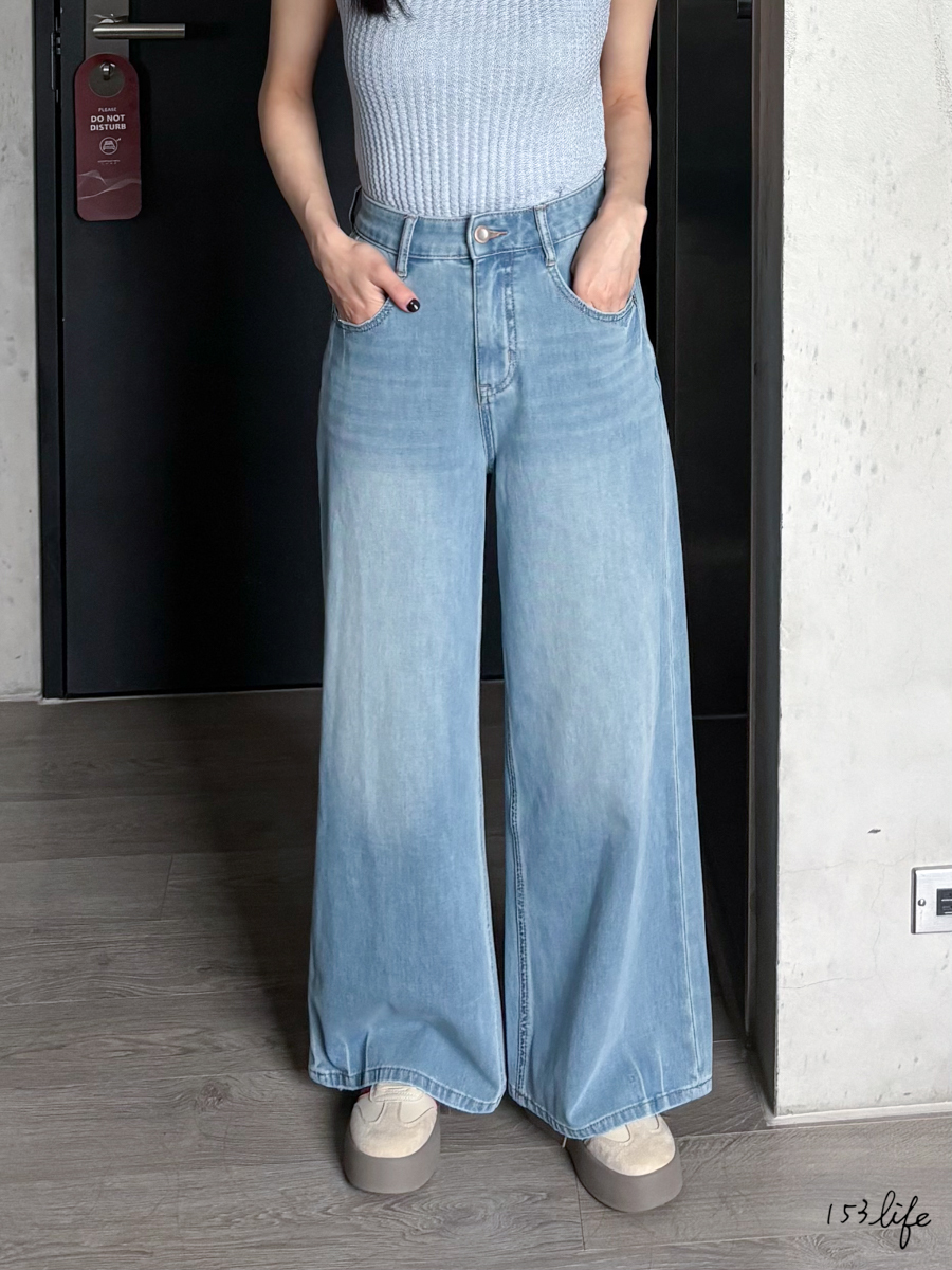 P4𝑙𝑎𝑑𝑦.小個子四面彈直腿落地牛仔寬褲(S-XL)