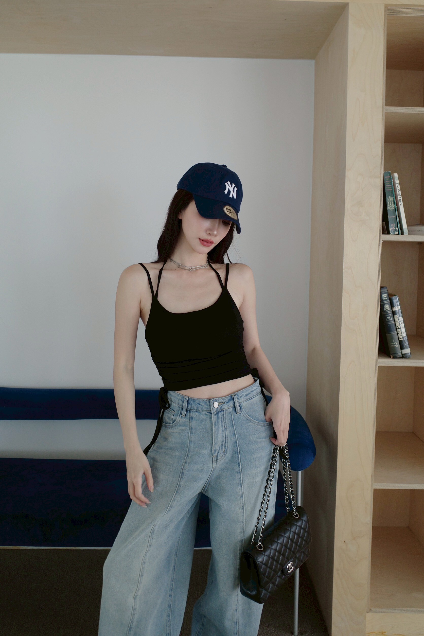 (預購)#AN51 繞脖抽繩bratop(白/黑/花灰/淺杏)