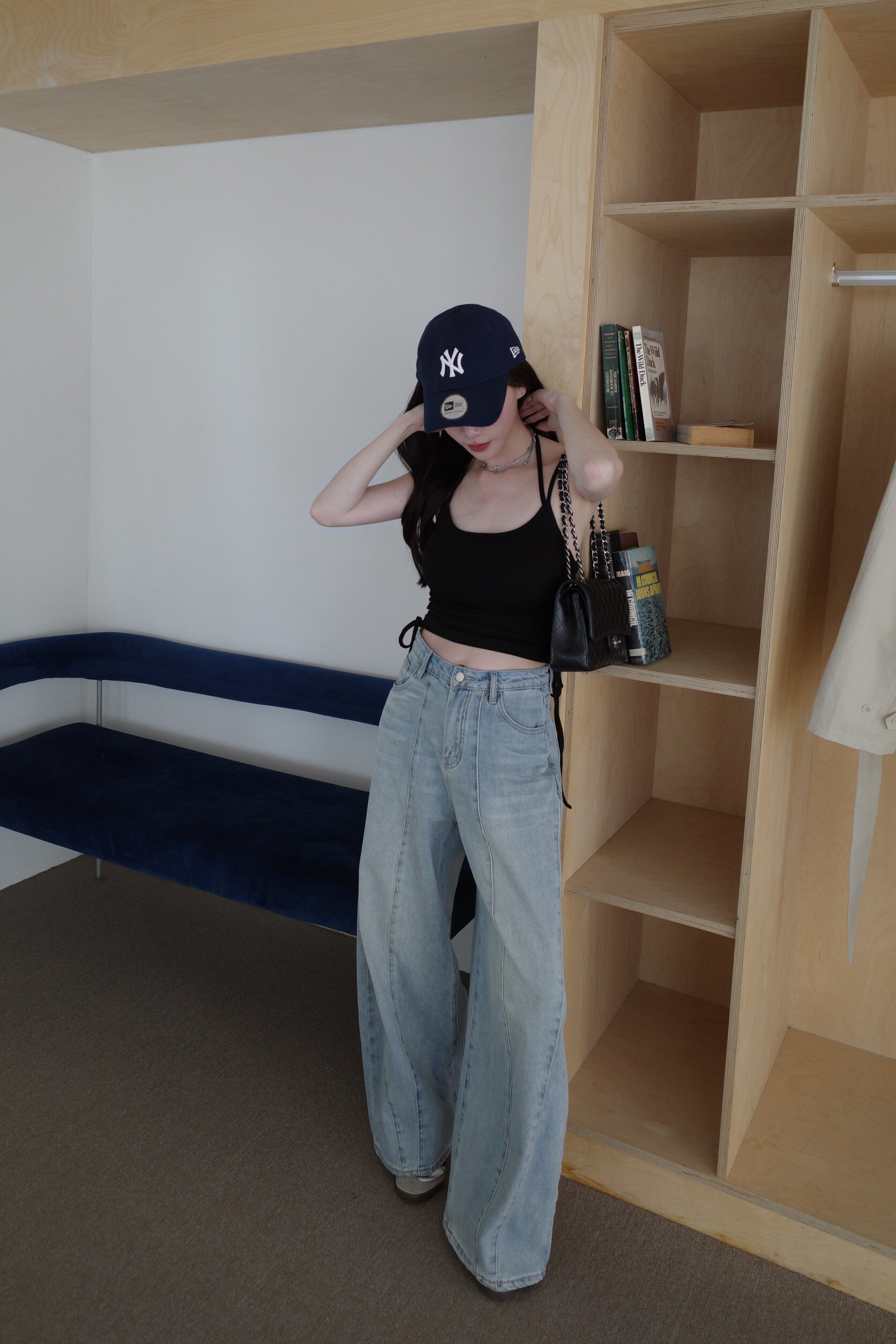 (預購)#AN17 隨性仿舊彎刀褲