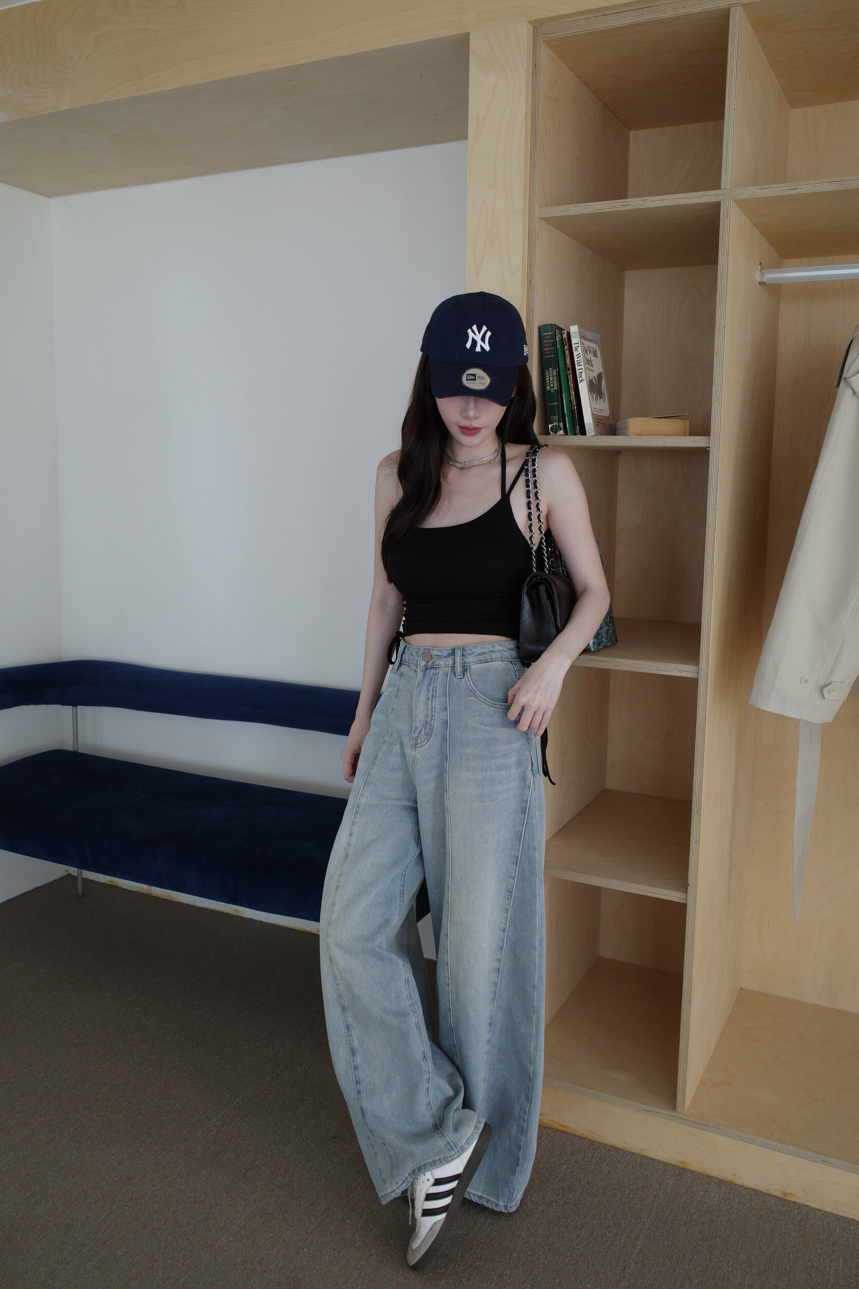 (預購)#AN17 隨性仿舊彎刀褲