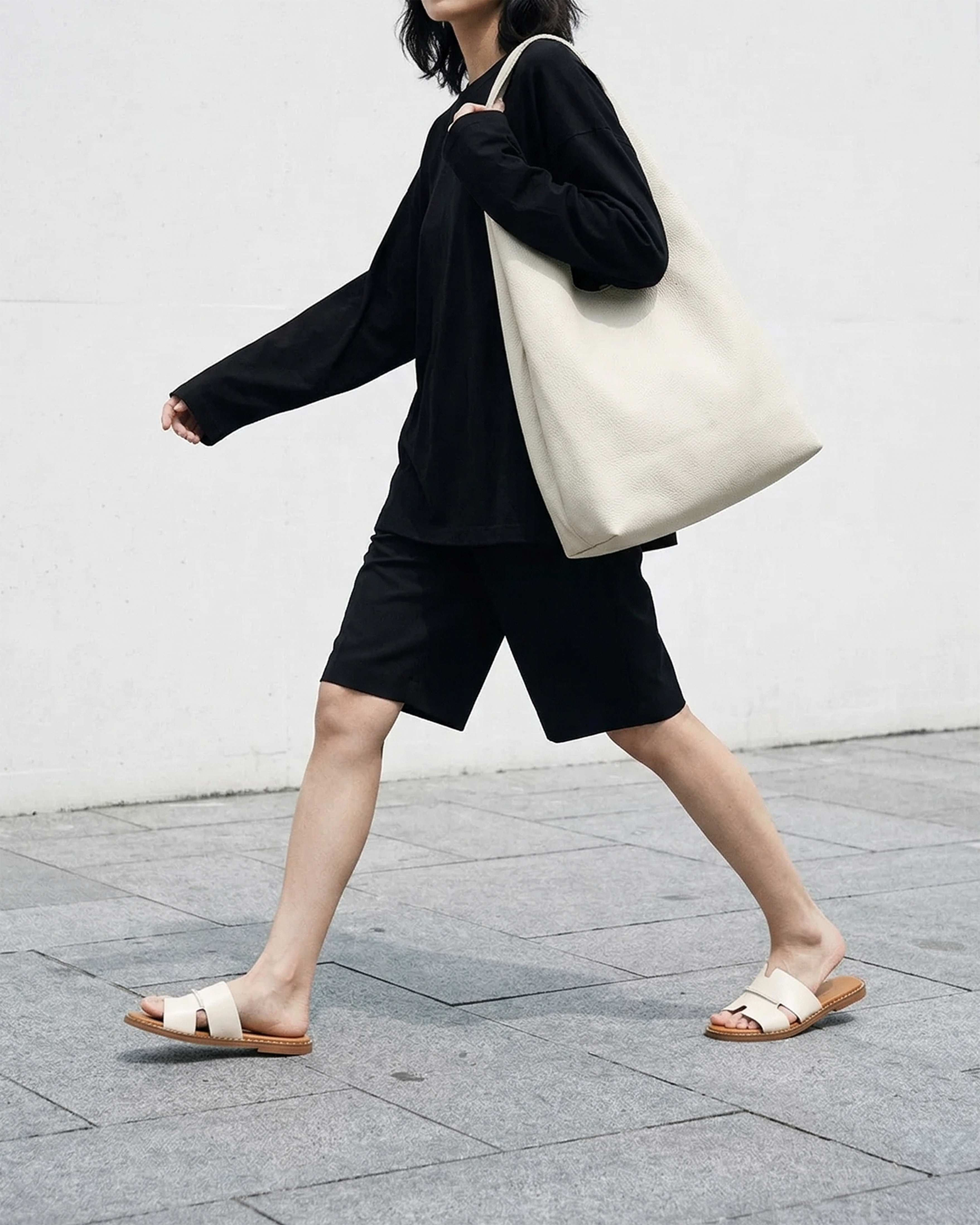 Fairy 素面簡約肩背包 米白