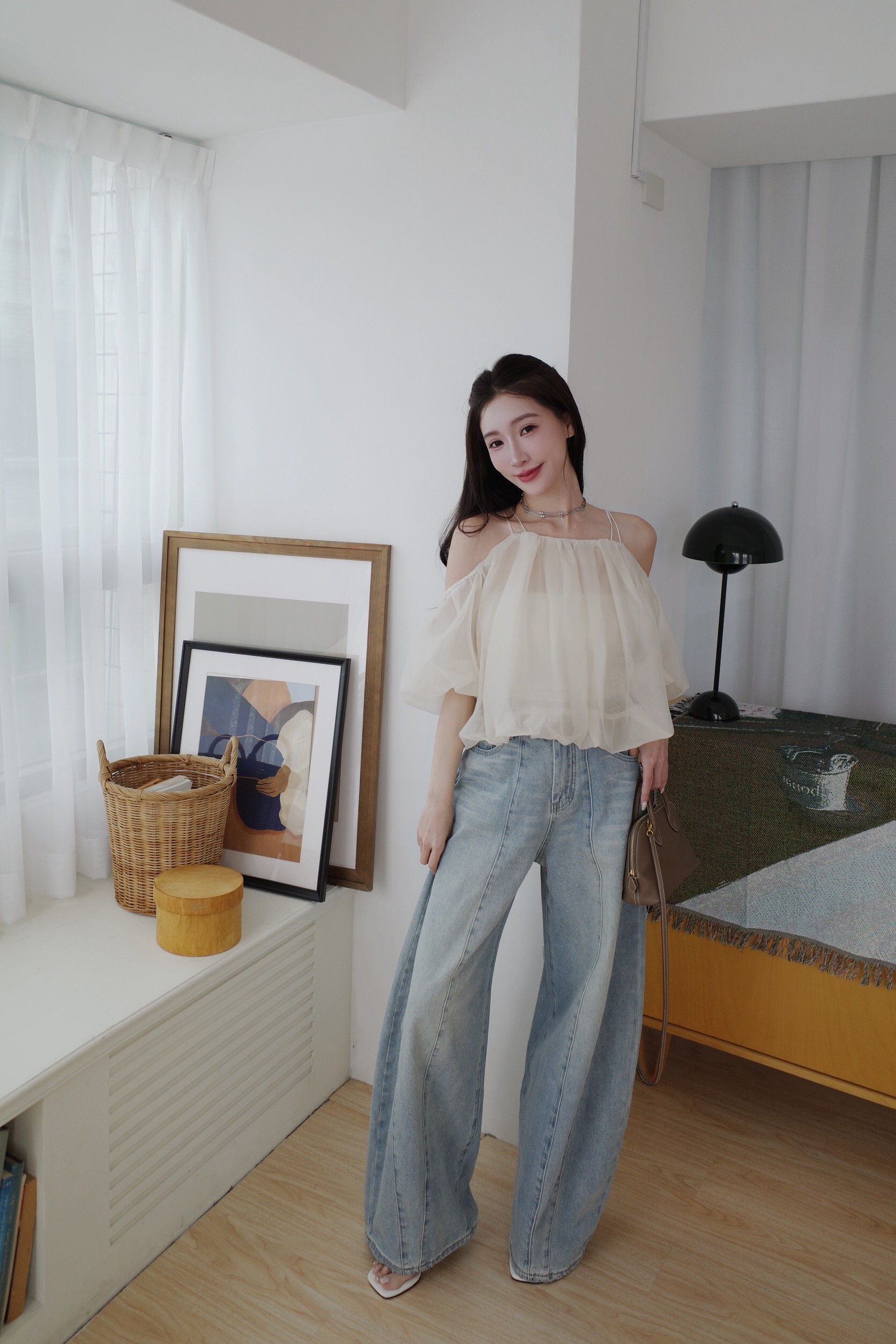 (預購)#AN17 隨性仿舊彎刀褲