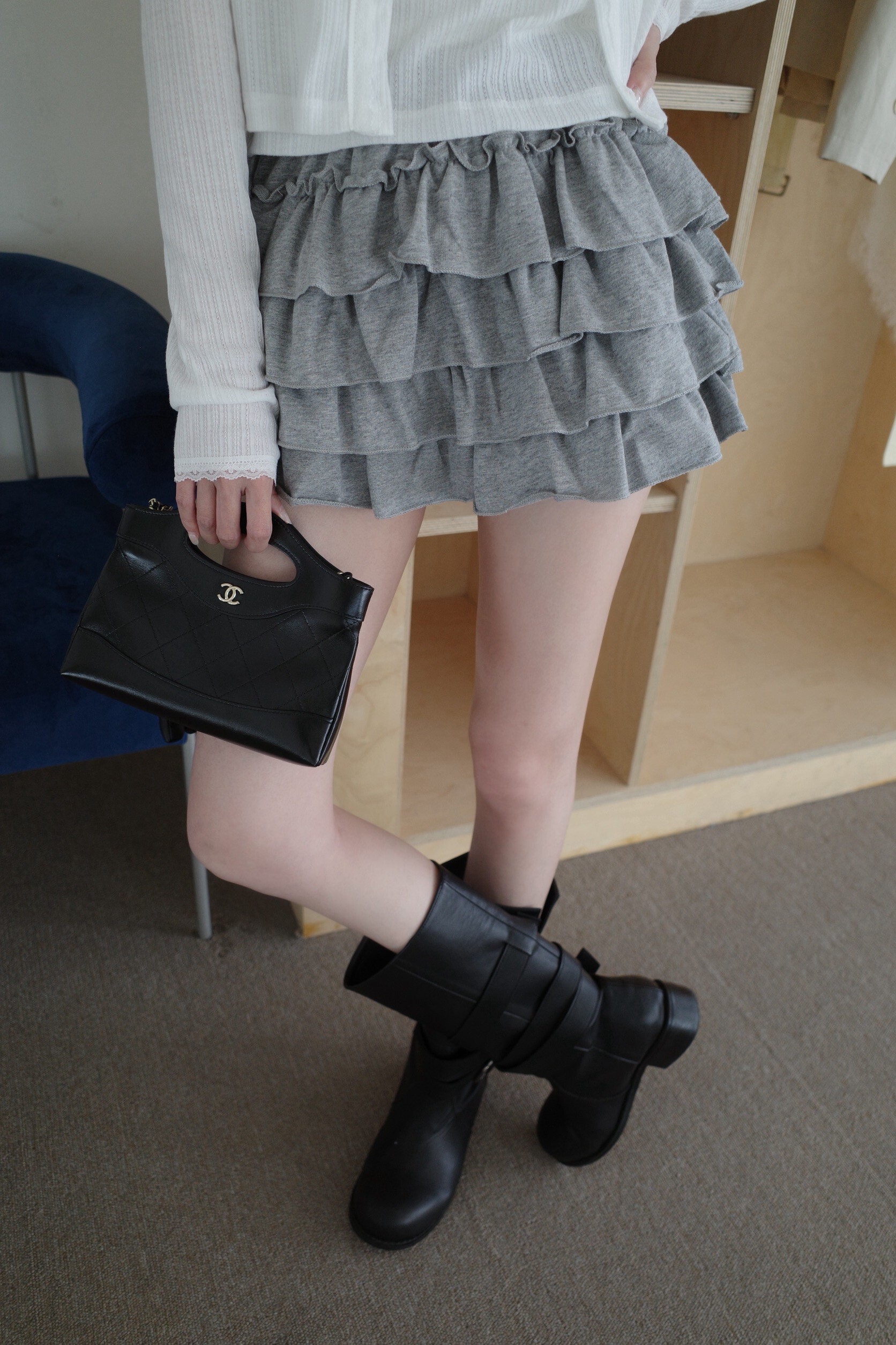 (預購)#AN84 棉質蛋糕褲裙(黑/白/灰)