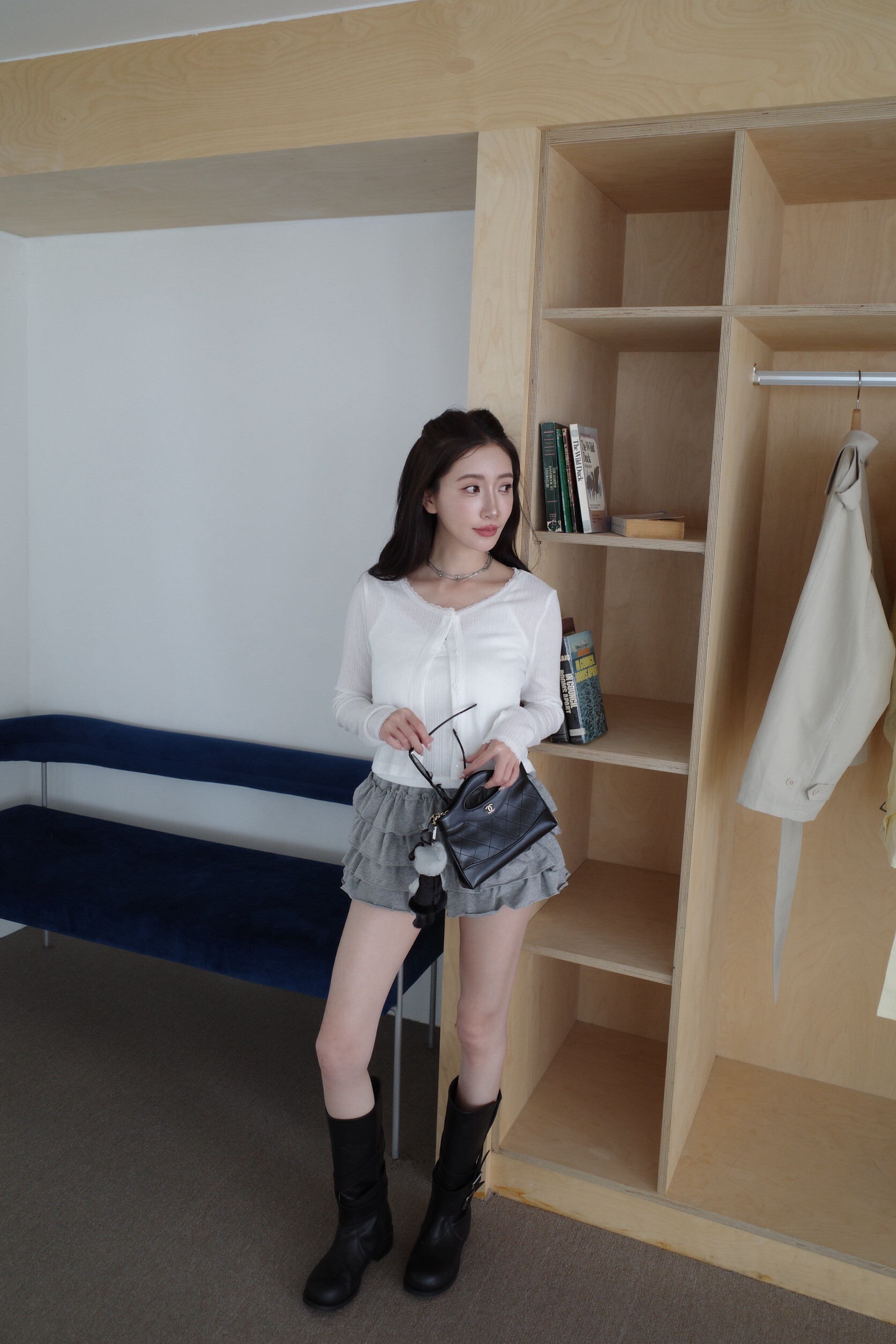 (預購)#AN84 棉質蛋糕褲裙(黑/白/灰)