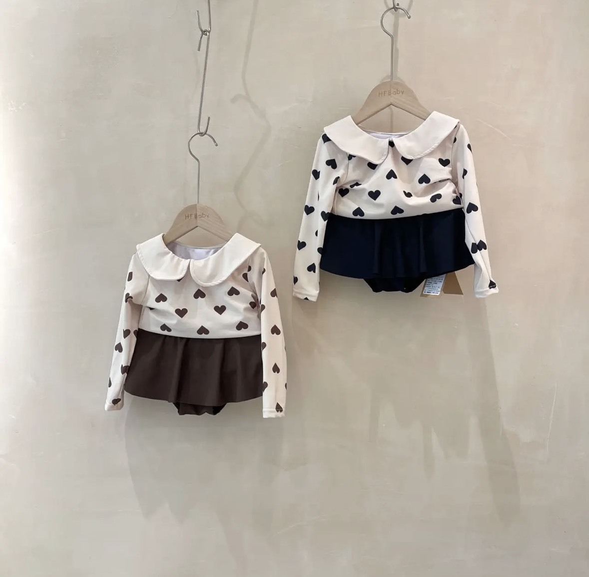 黑愛心兩件式泳衣