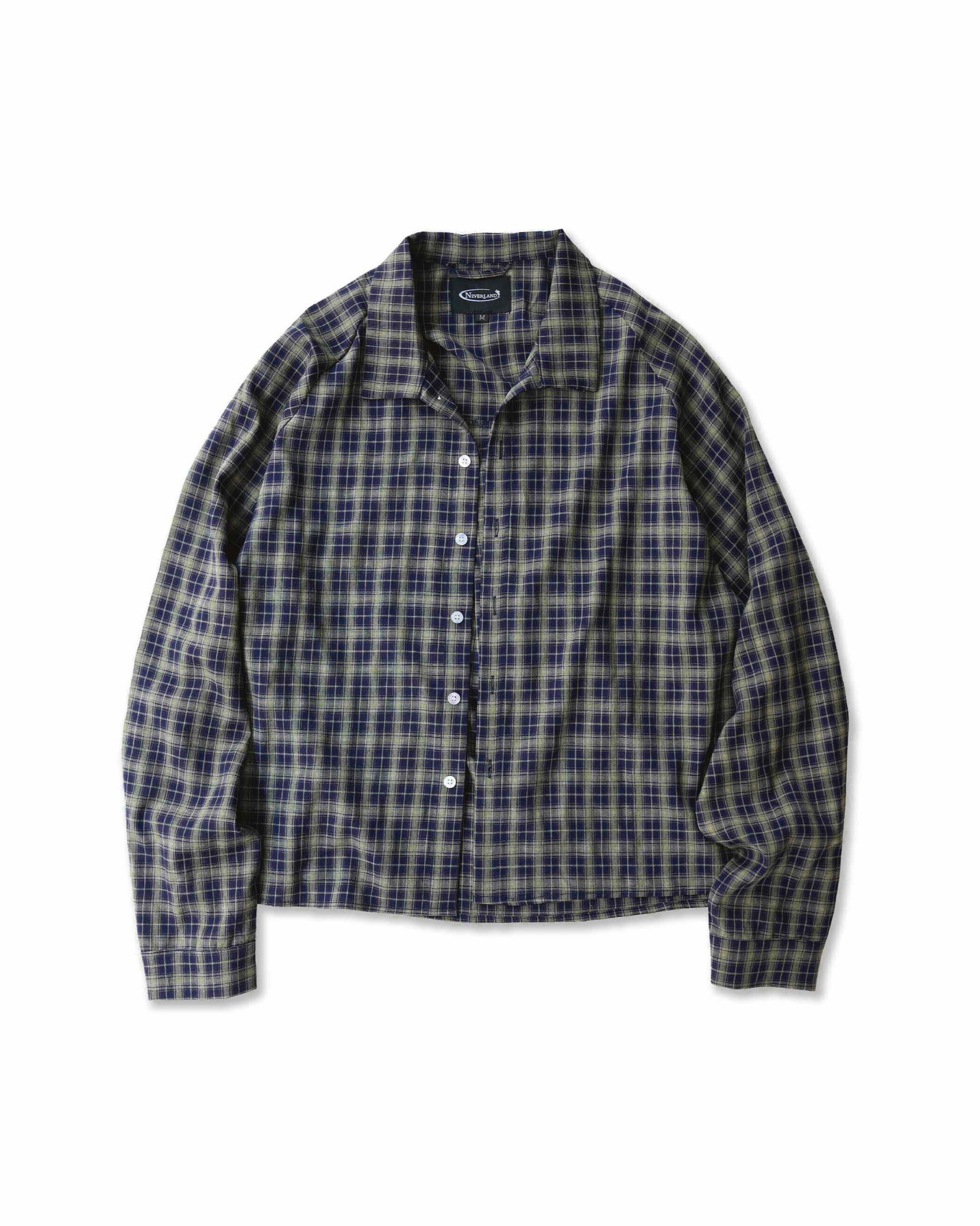 Neverland 寬短版 格紋 長袖 襯衫