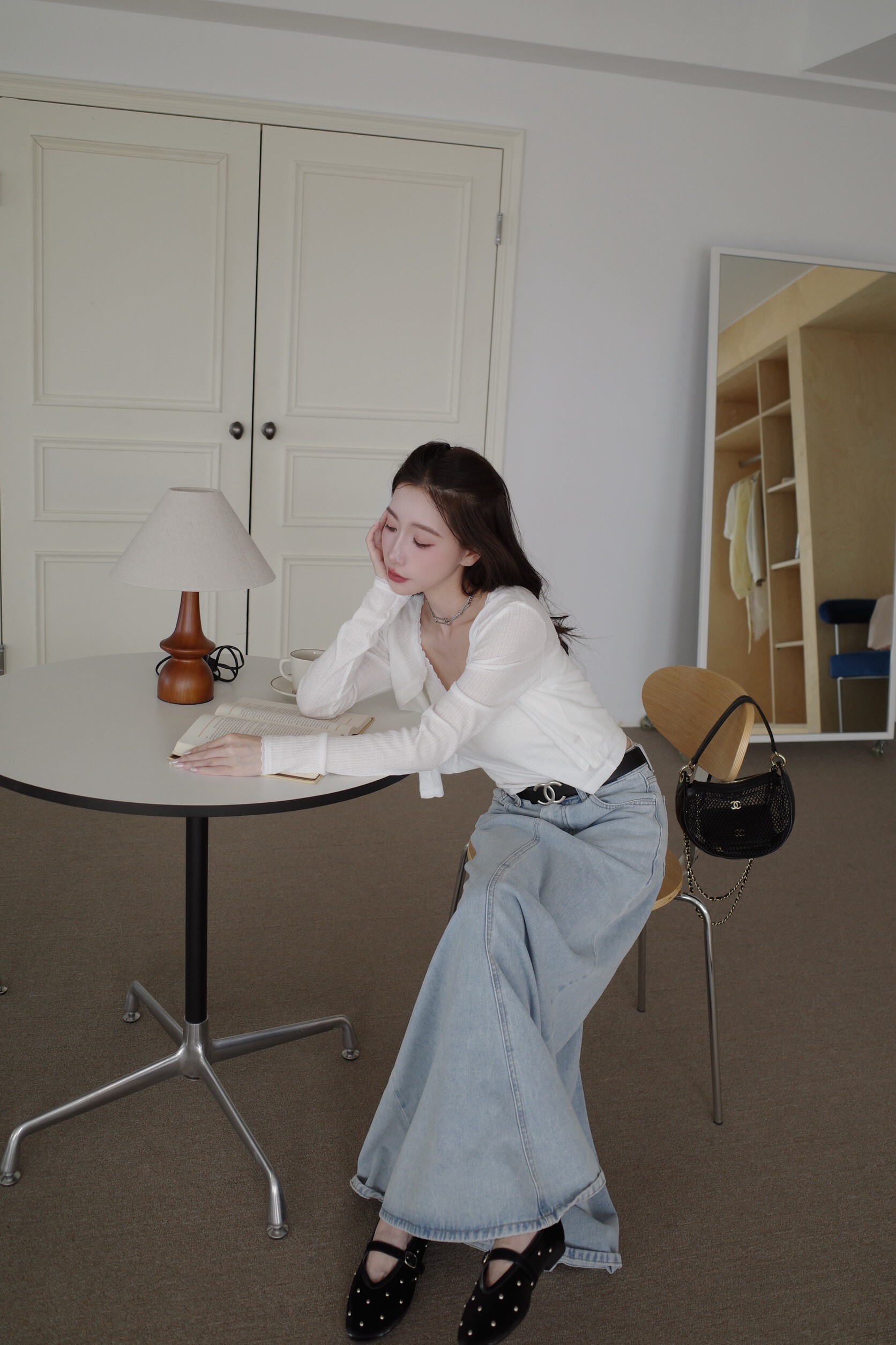 (預購)#AN05 挺版單寧魚尾裙(杏/淺藍)