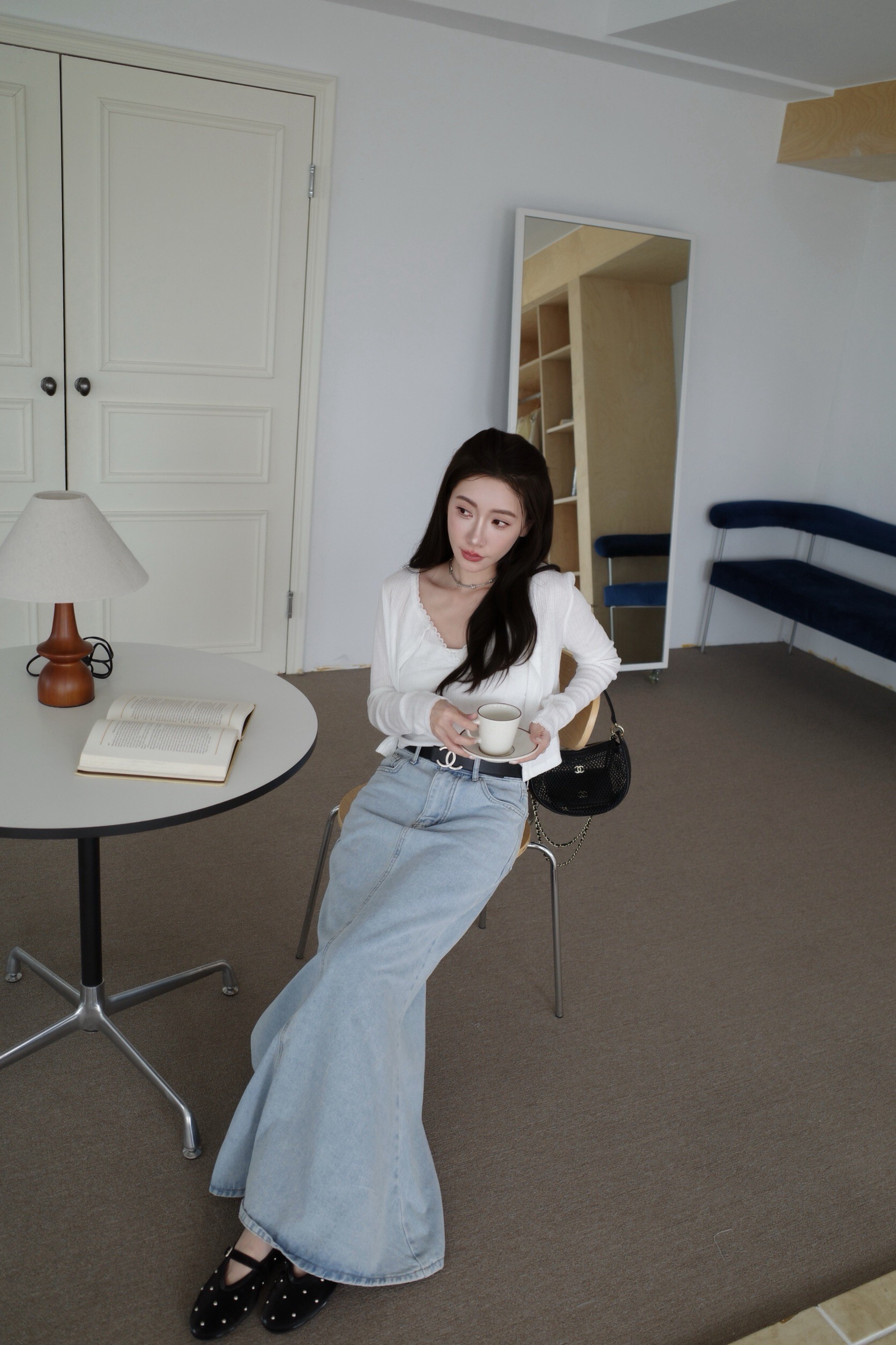 (預購)#AN05 挺版單寧魚尾裙(杏/淺藍)