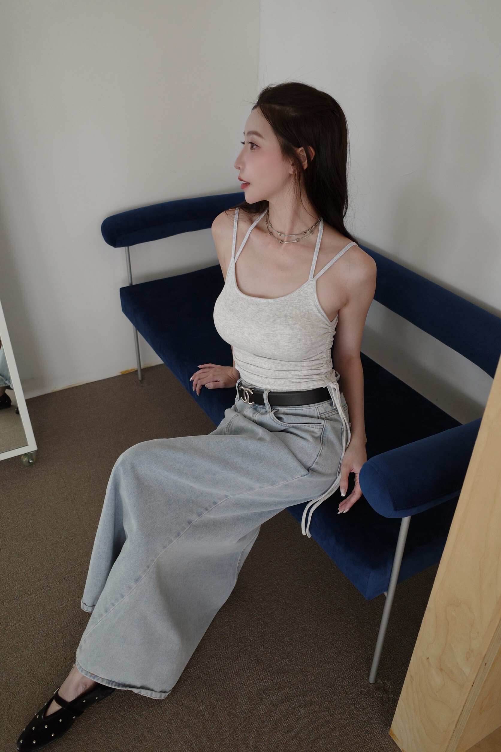 (預購)#AN51 繞脖抽繩bratop(白/黑/花灰/淺杏)