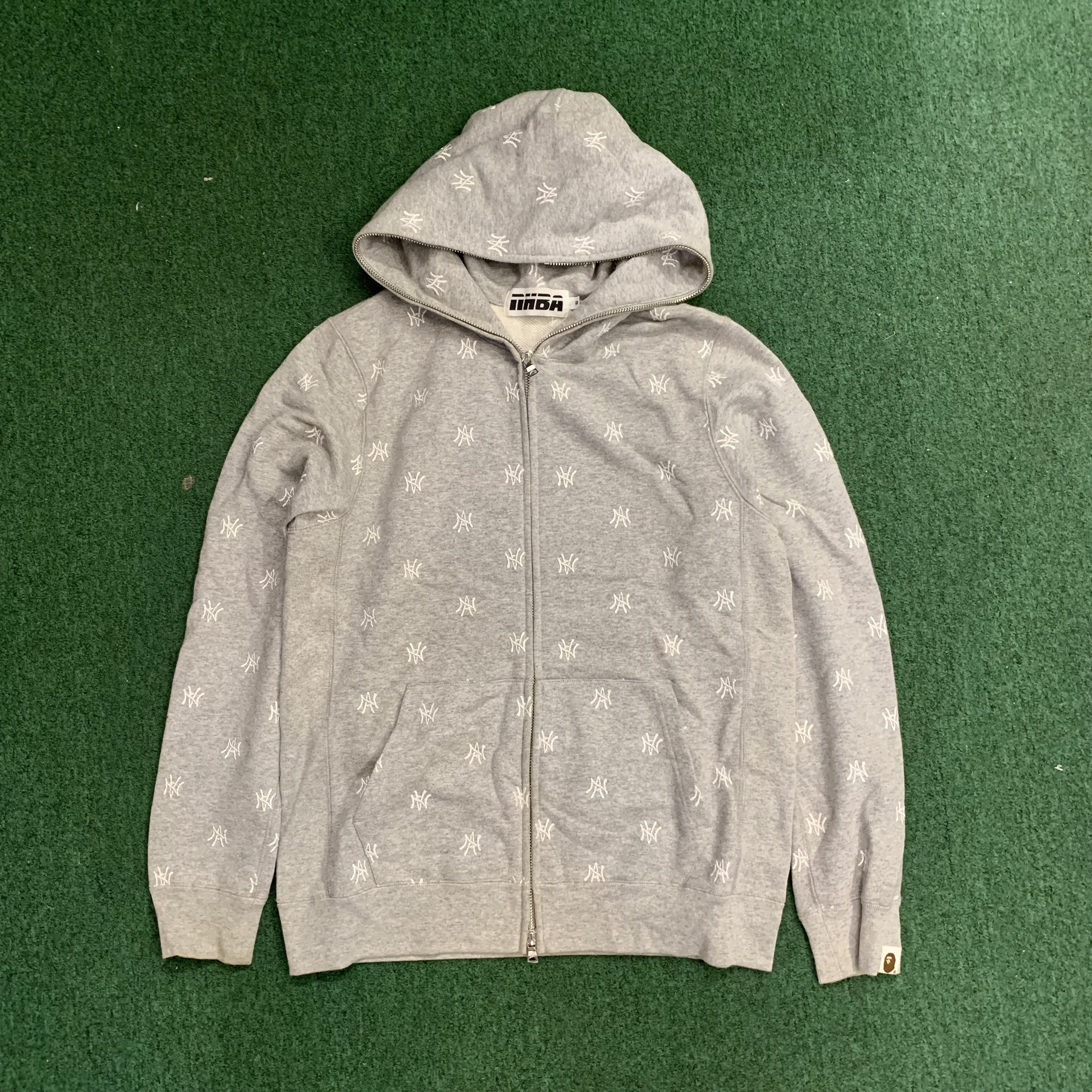 BAPE x NEIGHBORHOOD BROTHERHOOD NHBA ZIP HOODIE (( USED A )) 中古美品 - GREY SIZE S IN STOCK NOW (現貨發售中)