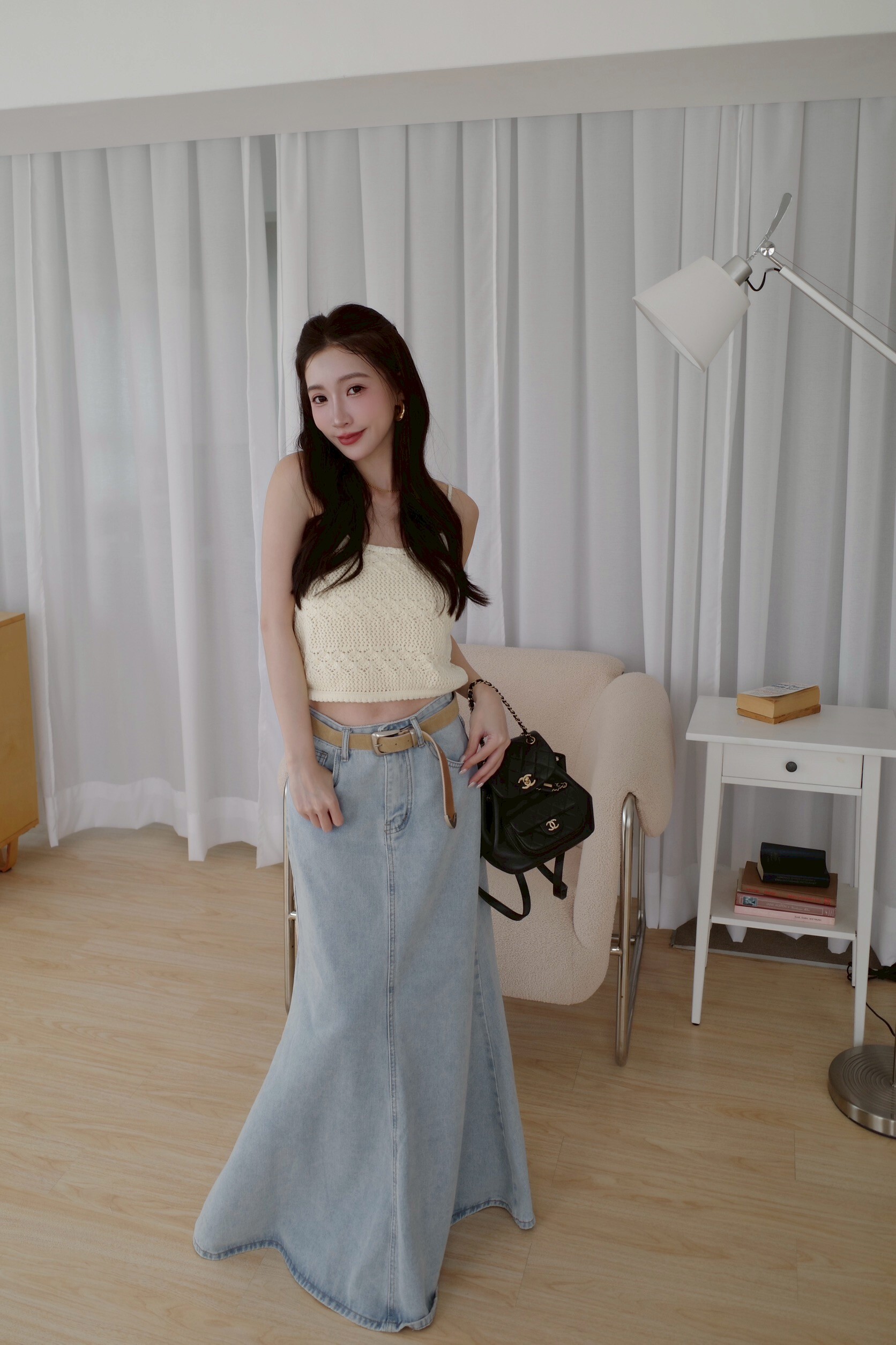 (預購)#AN05 挺版單寧魚尾裙(杏/淺藍)