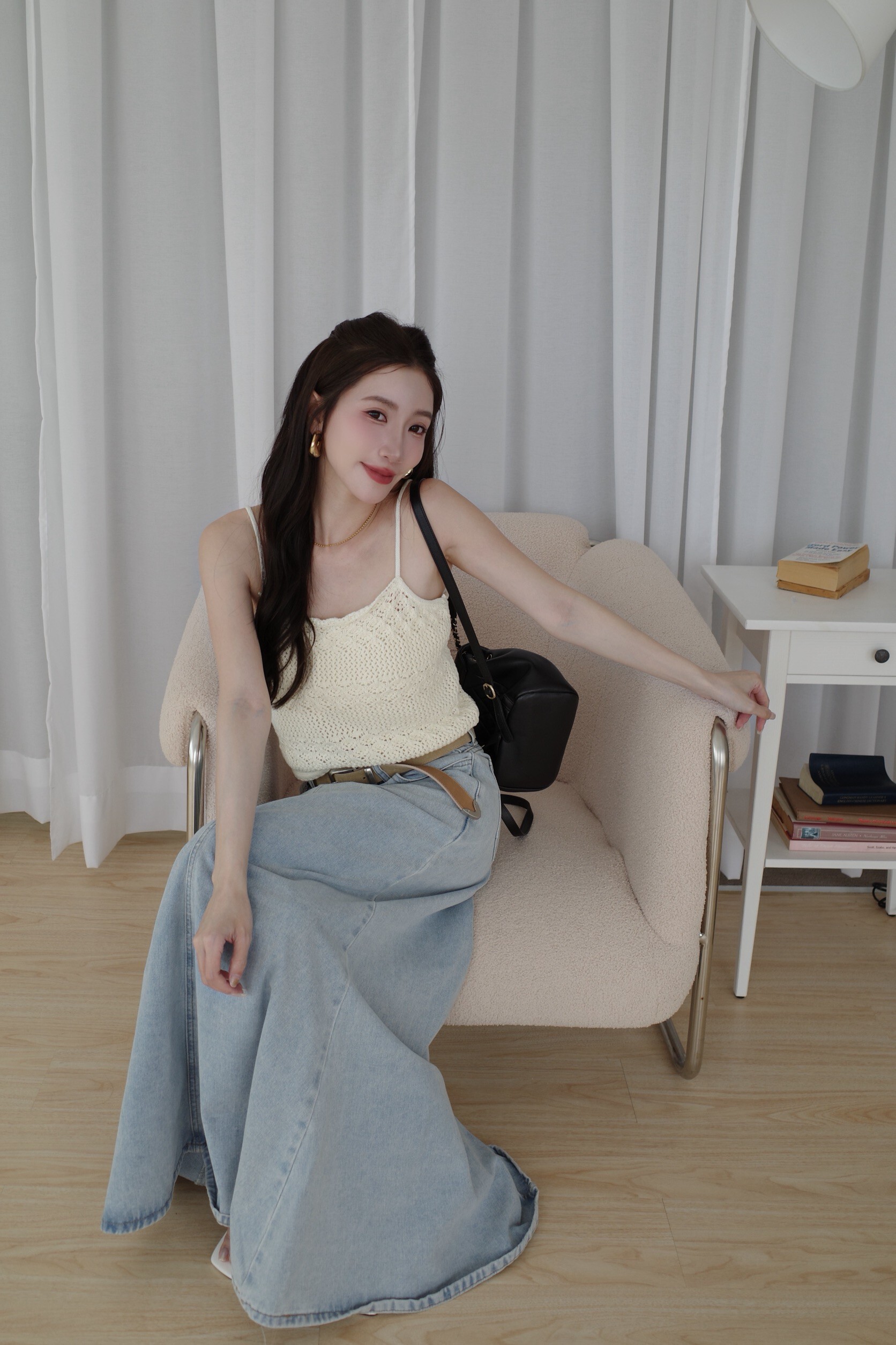 (預購)#AN24 鉤織背心上衣(粉/米白/花灰)