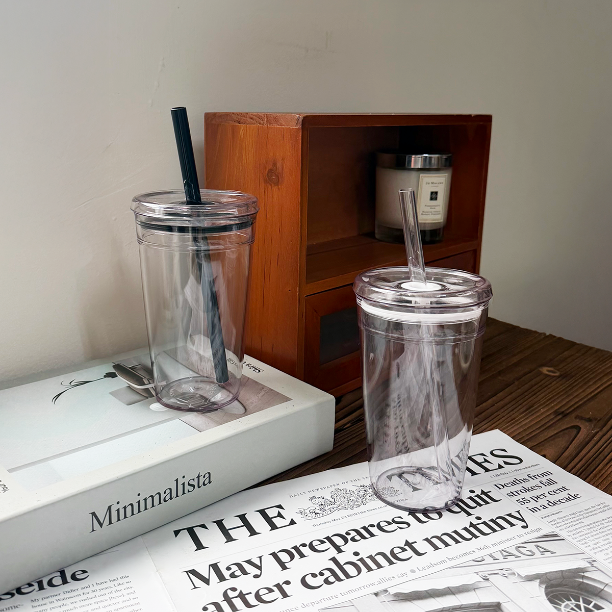 Tritan透明隨行吸管杯 450ml 兩色售