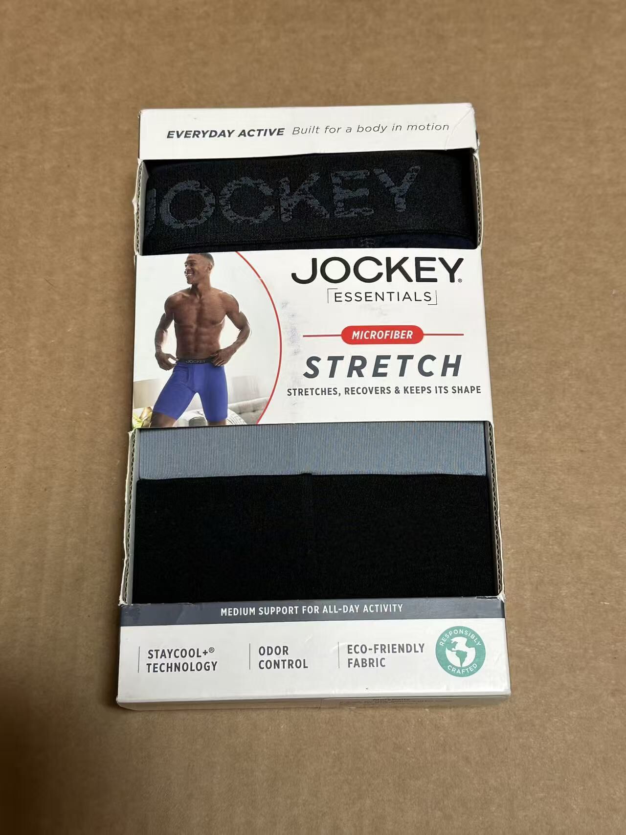 【預購】H0408116  JOCKEY Essentials 超細纖維彈力男款四角內褲（三件入）