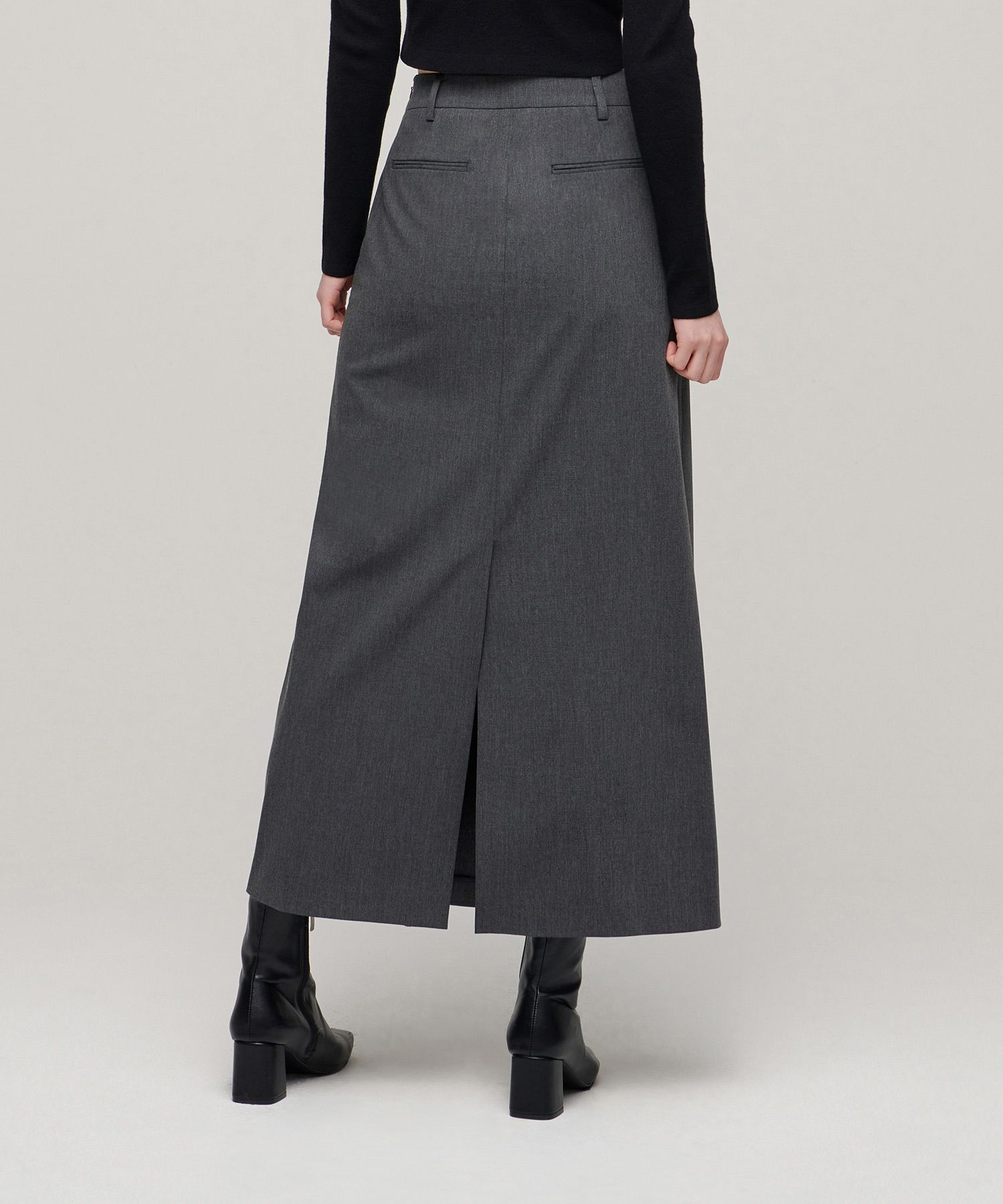 MUSINSA STANDARD WOMAN Maxi Skirt Medium Grey MWBSK0Z05-MR