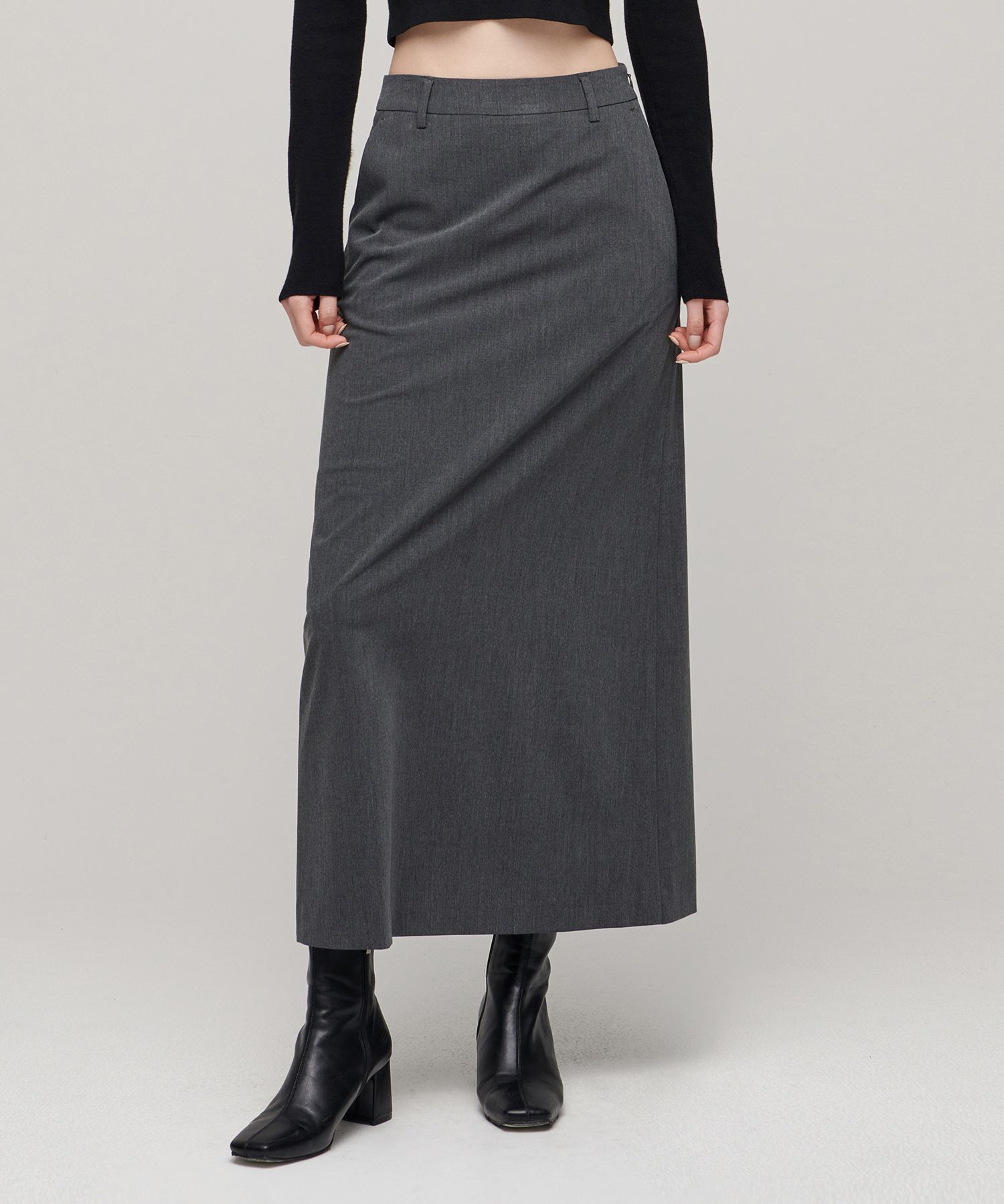 MUSINSA STANDARD WOMAN Maxi Skirt Medium Grey MWBSK0Z05-MR