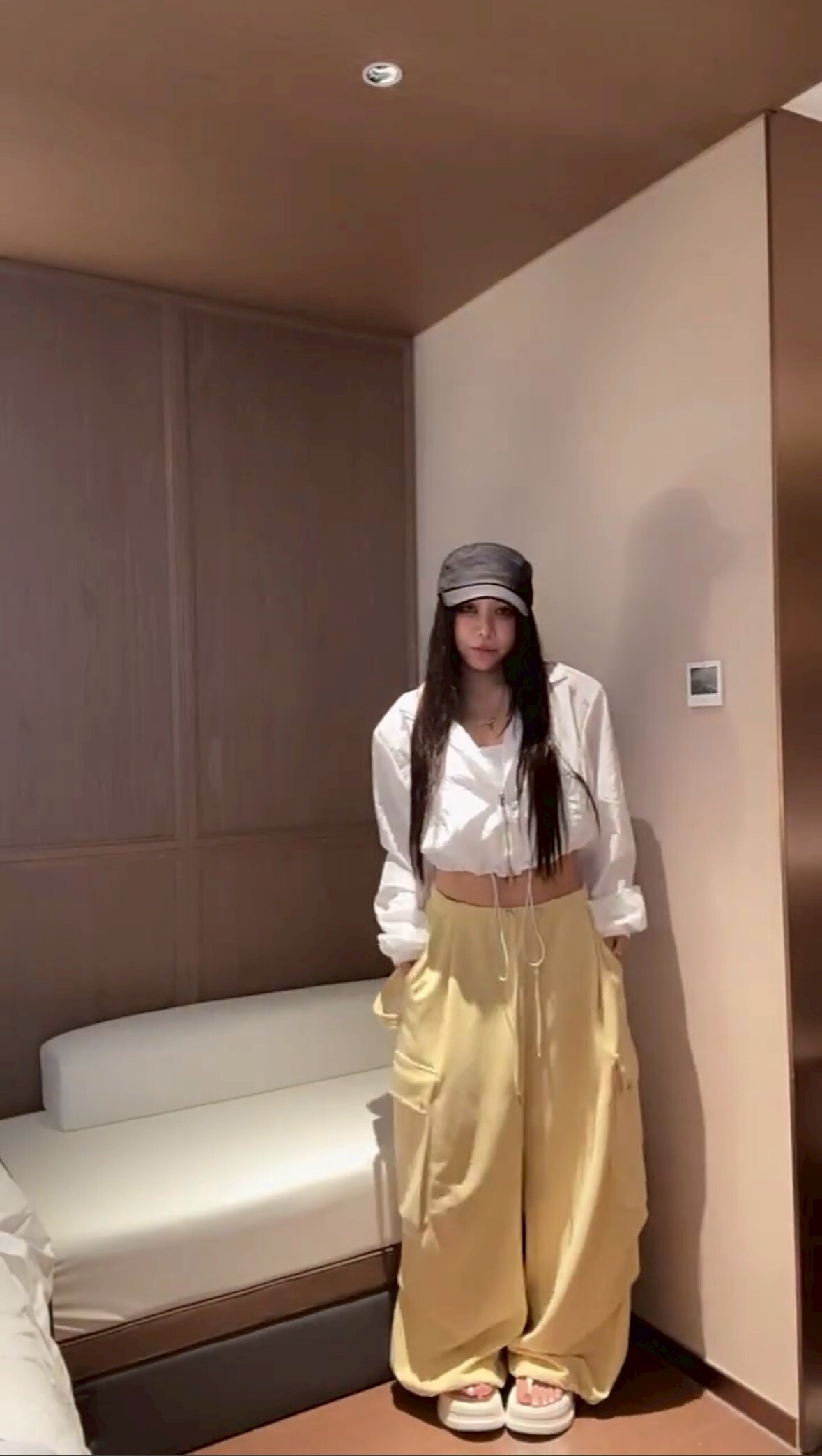 【Apr.08】出口韓單* 小雞黃大口袋廓形工裝棉褲（巨舒服空氣層）