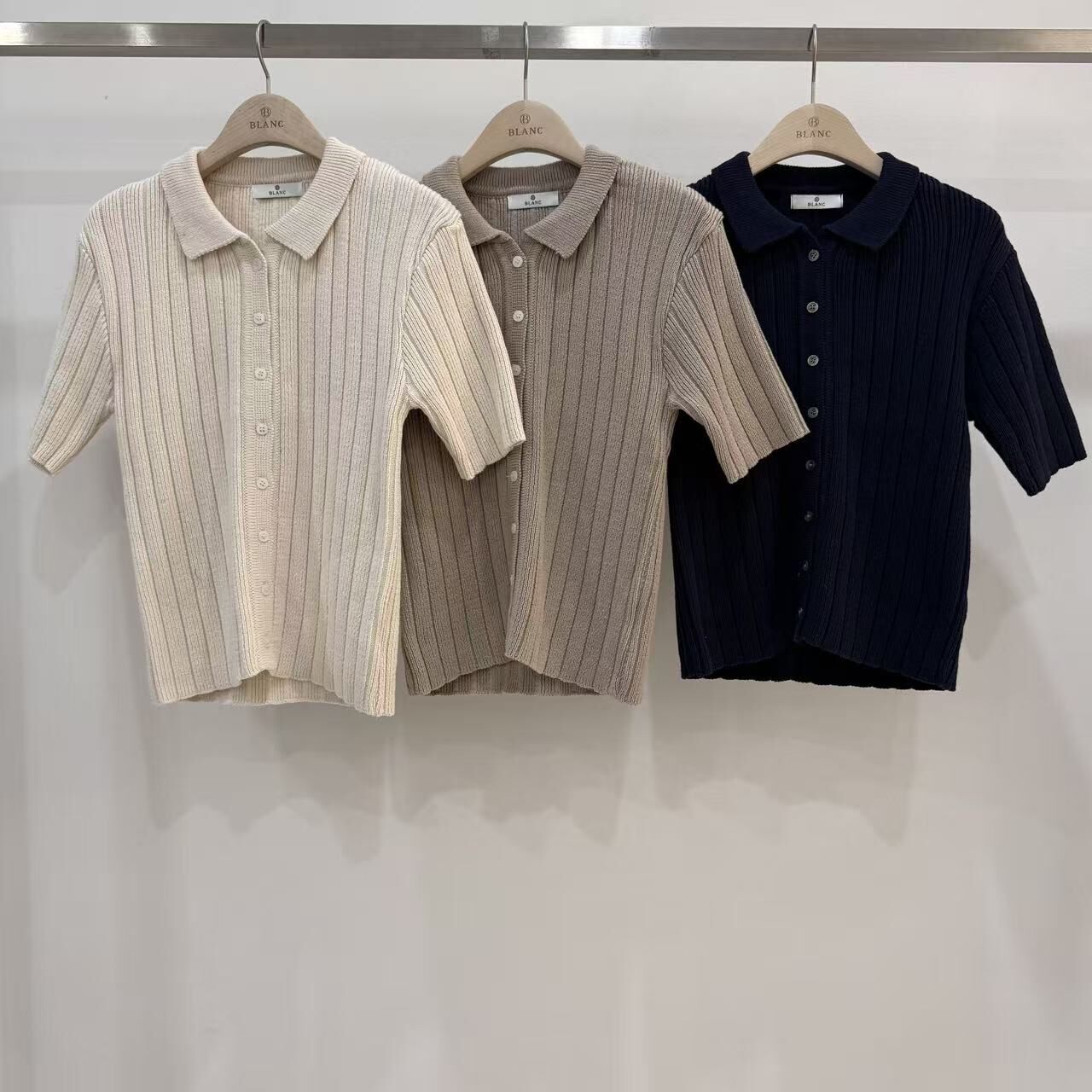 MB6001 坑紋彈性針織棉衫