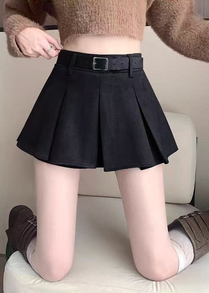 附皮帶前後百摺西裝褲裙 321