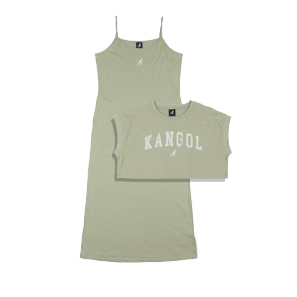 【Kangol】女款兩件式洋裝｜兩件式設計 舒適棉質-草綠色