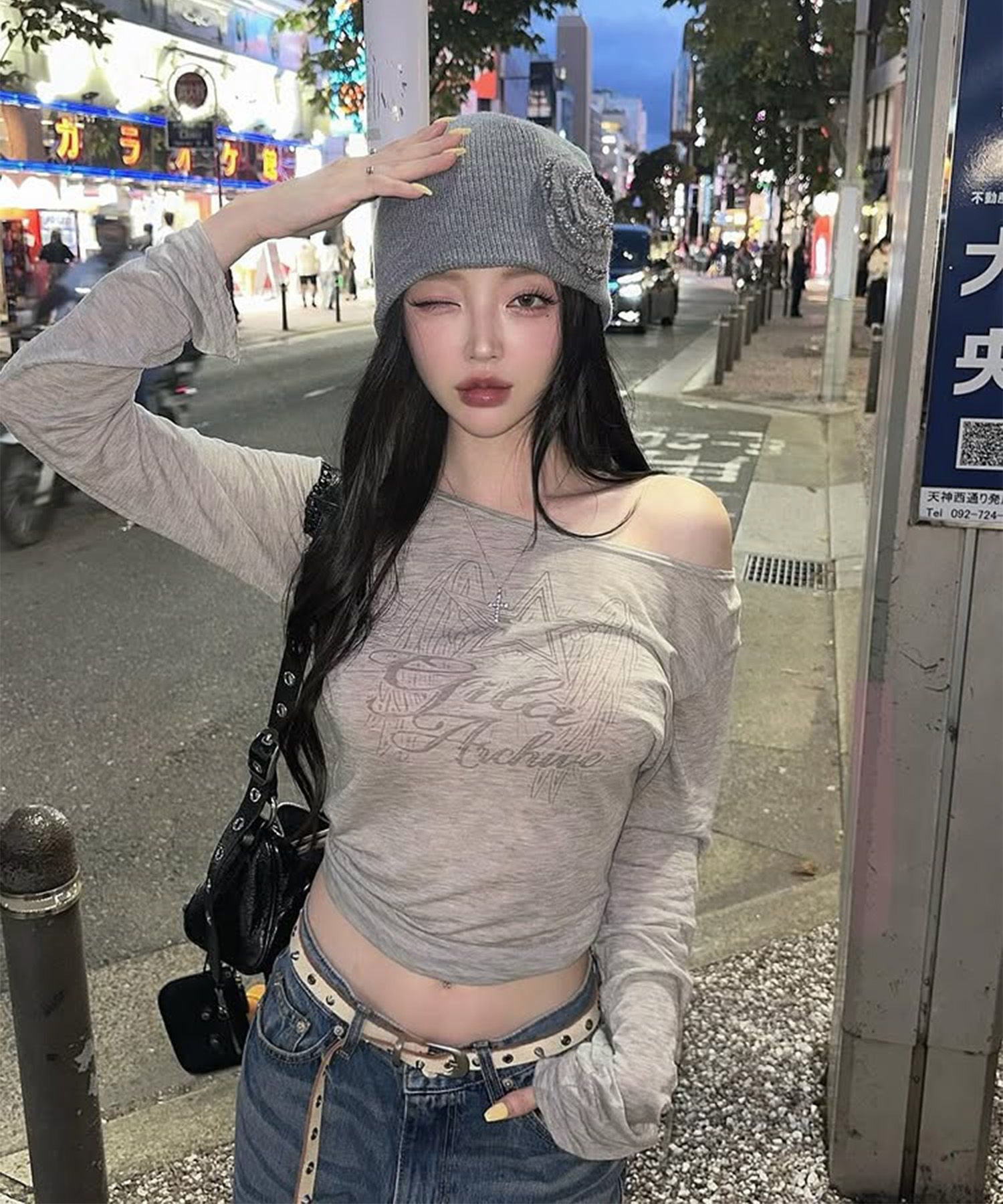 GILAARCHIVE 星翼透膚長袖上衣 고윤정 同款 GL25SPTP05GY