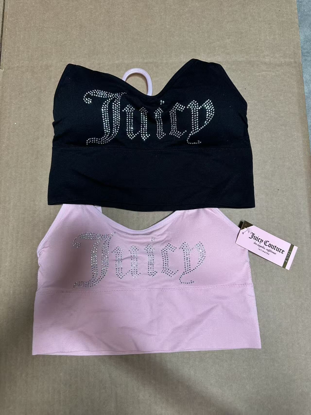【預購】H0408125 Juicy Couture 經典燙鑽 Logo 運動內衣 / 背心（兩件入）