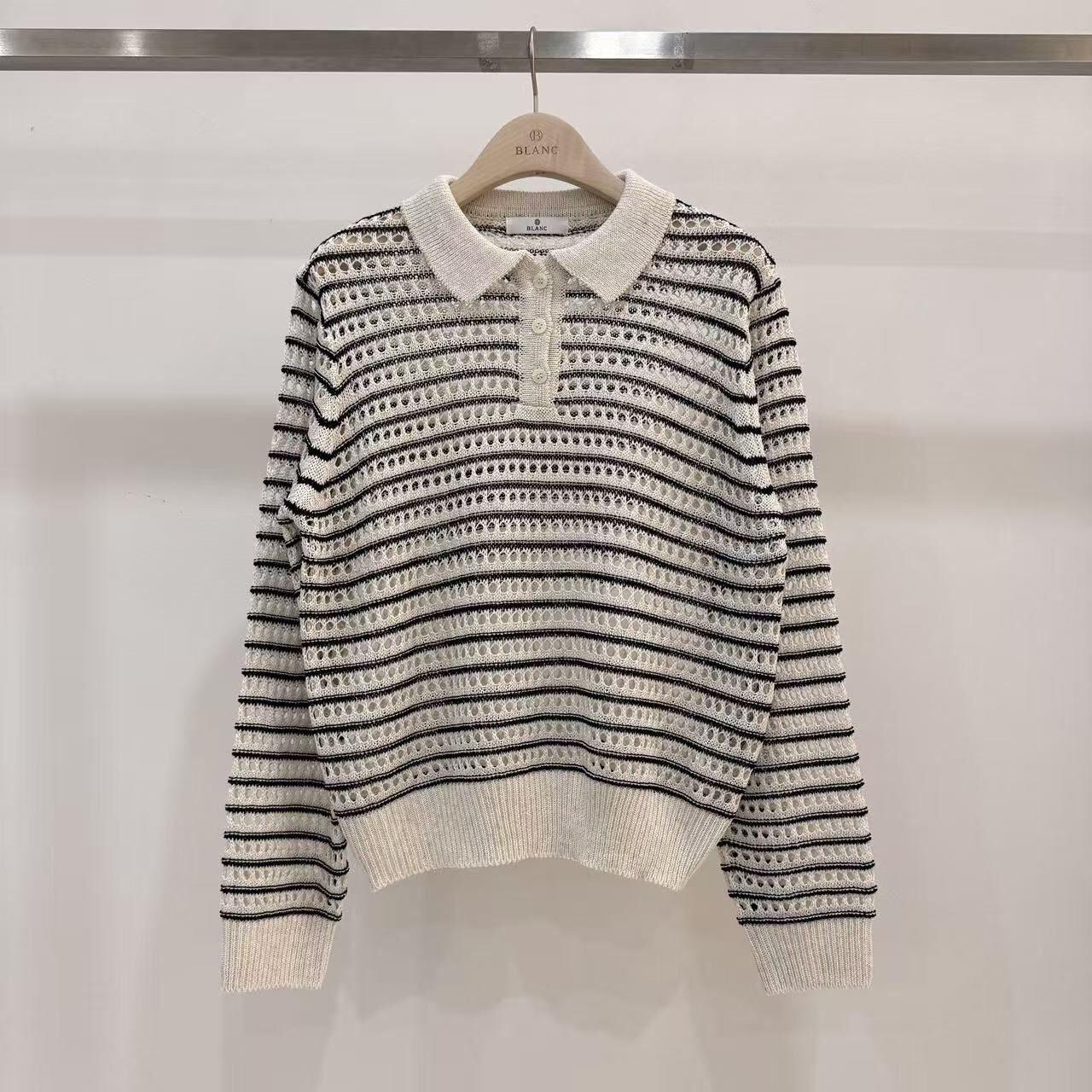 MB6003 洞洞條紋針織衫