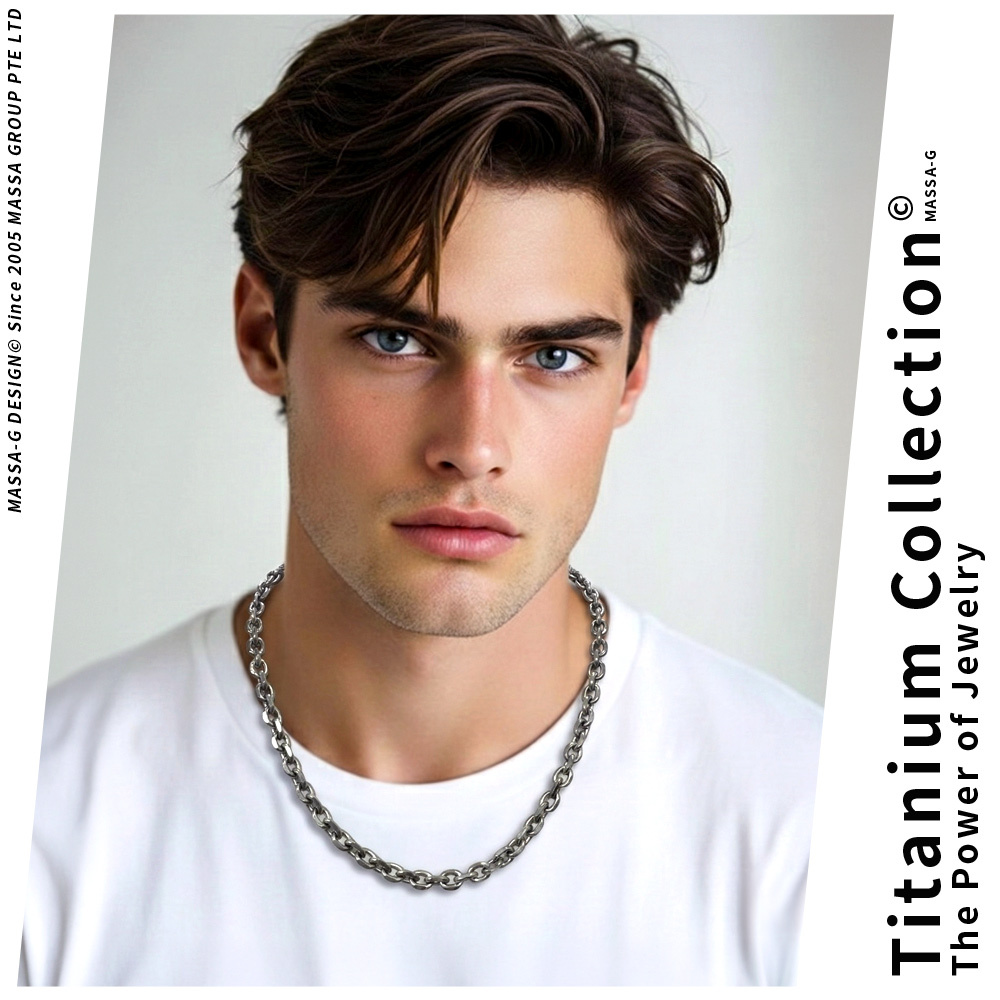 MASSA-G Titanium T01 純鈦仿舊金屬鍺錠項鍊(6個鍺6mm粗)