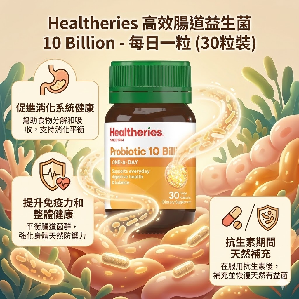 【直播】Healtheries LX040805 高效腸道益生菌100億(30粒裝)(買一送一)